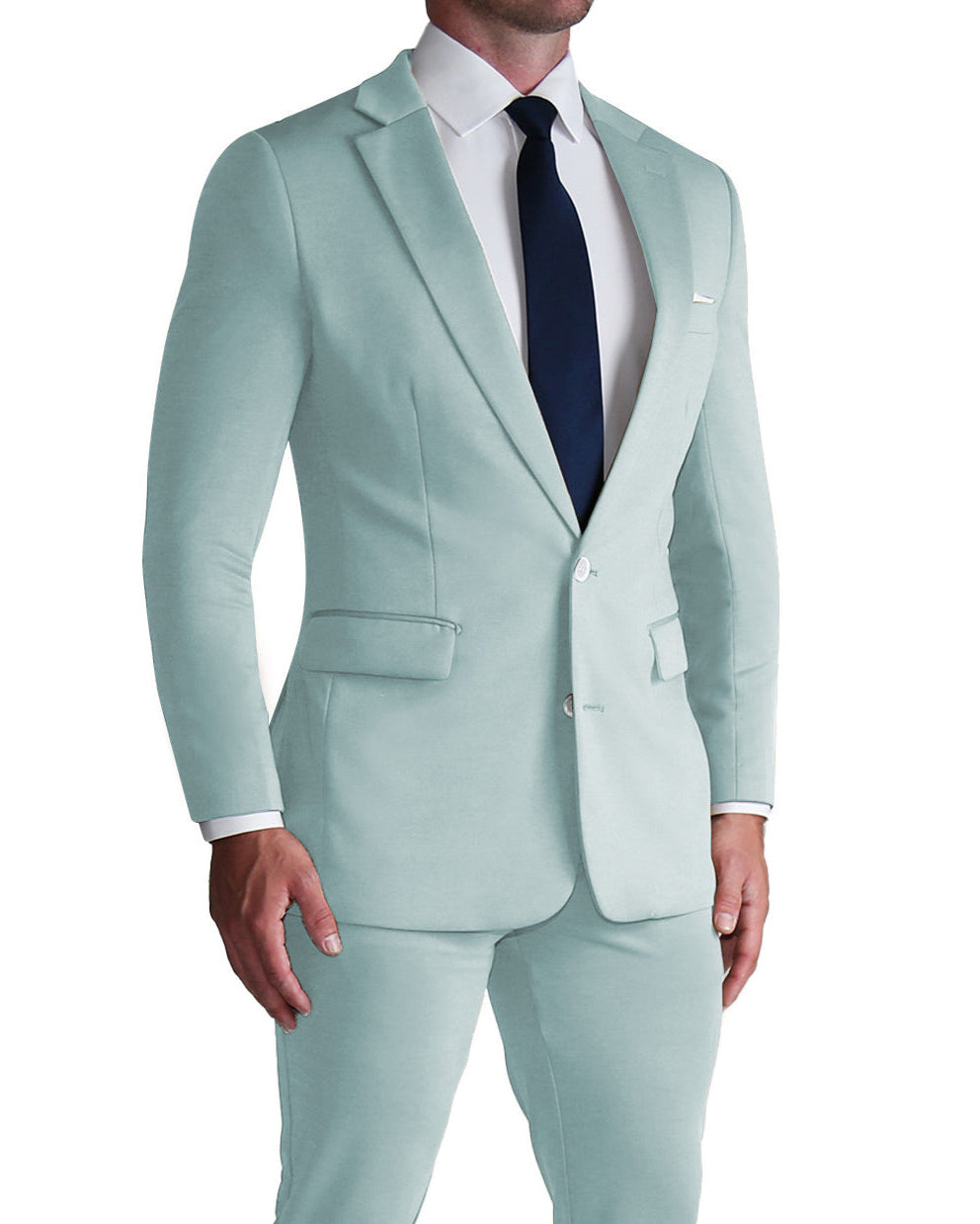 Athletic Fit Stretch Suit - Solid Cool Blue