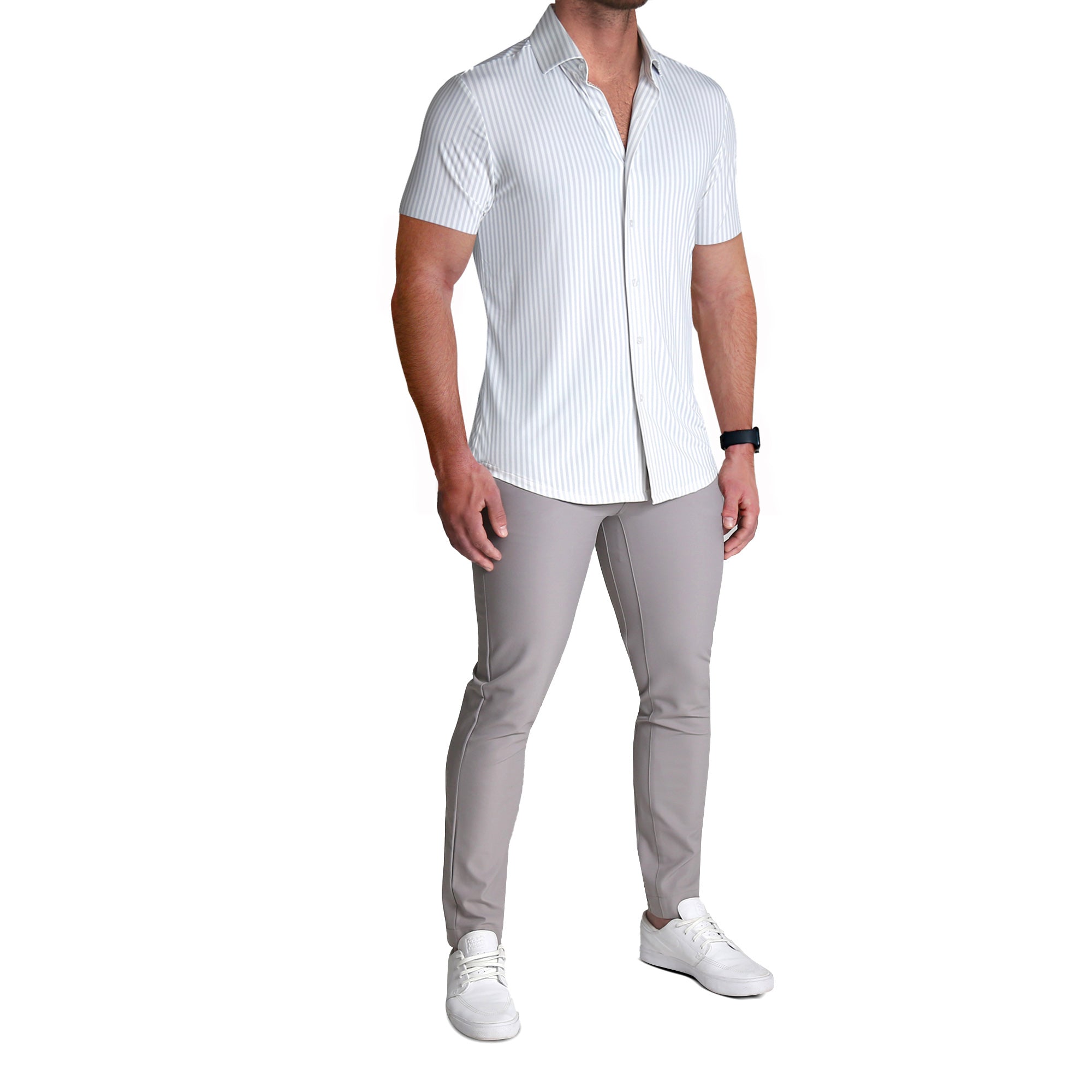 "The Anchor" Light Grey Bengal Stripe