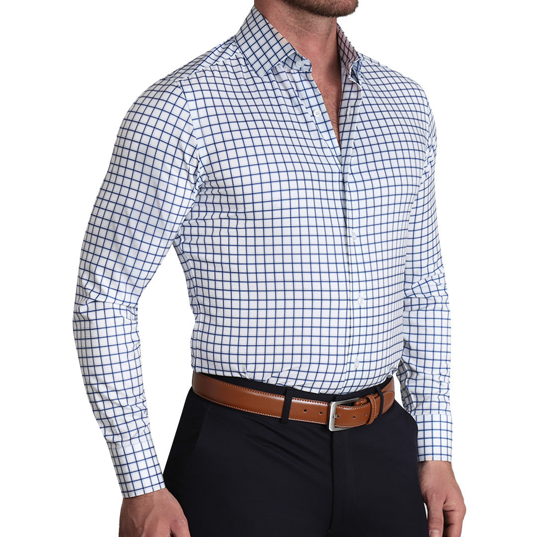 Blue windowpane shirt hotsell