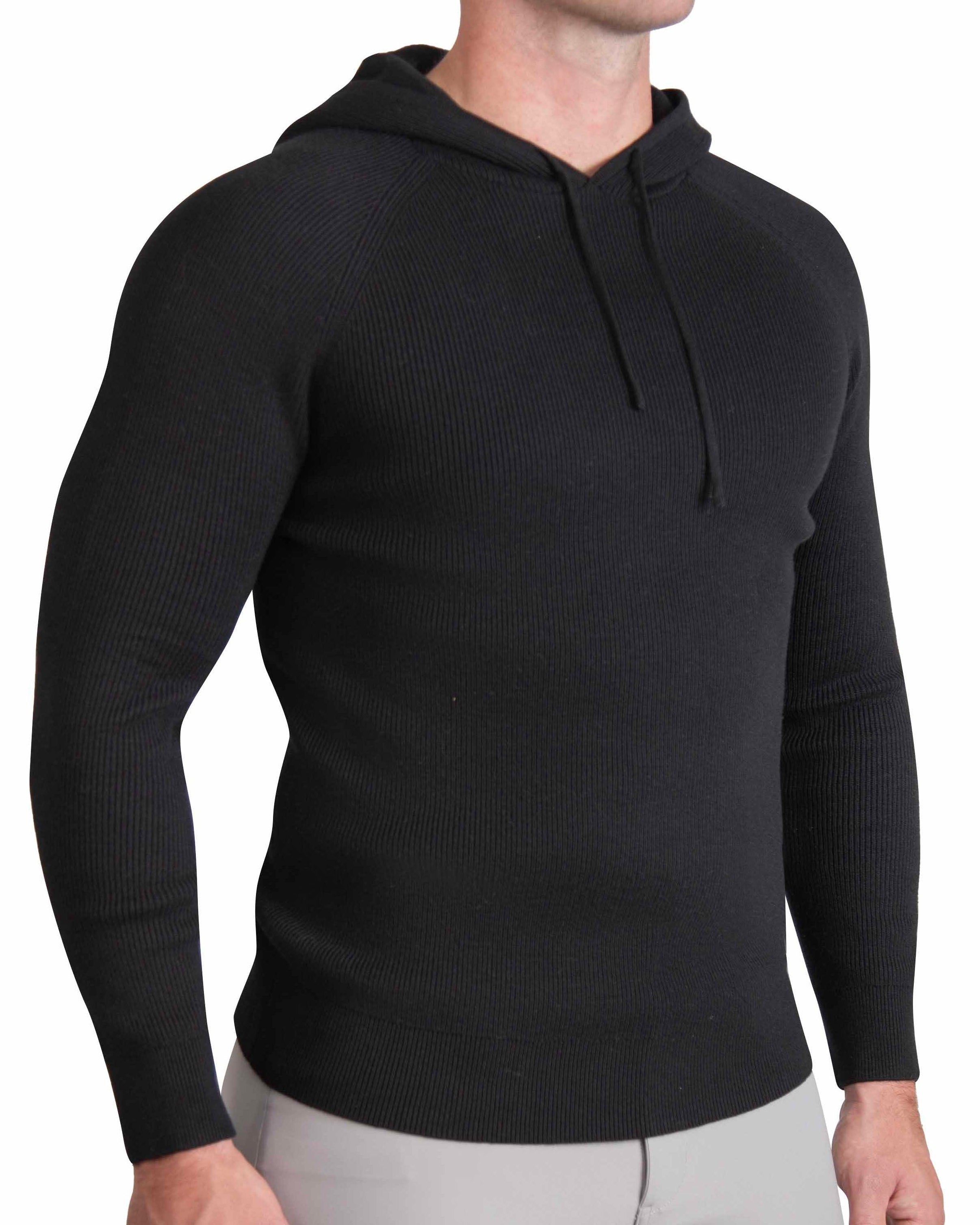 Heavy Knit Hoodie - Black