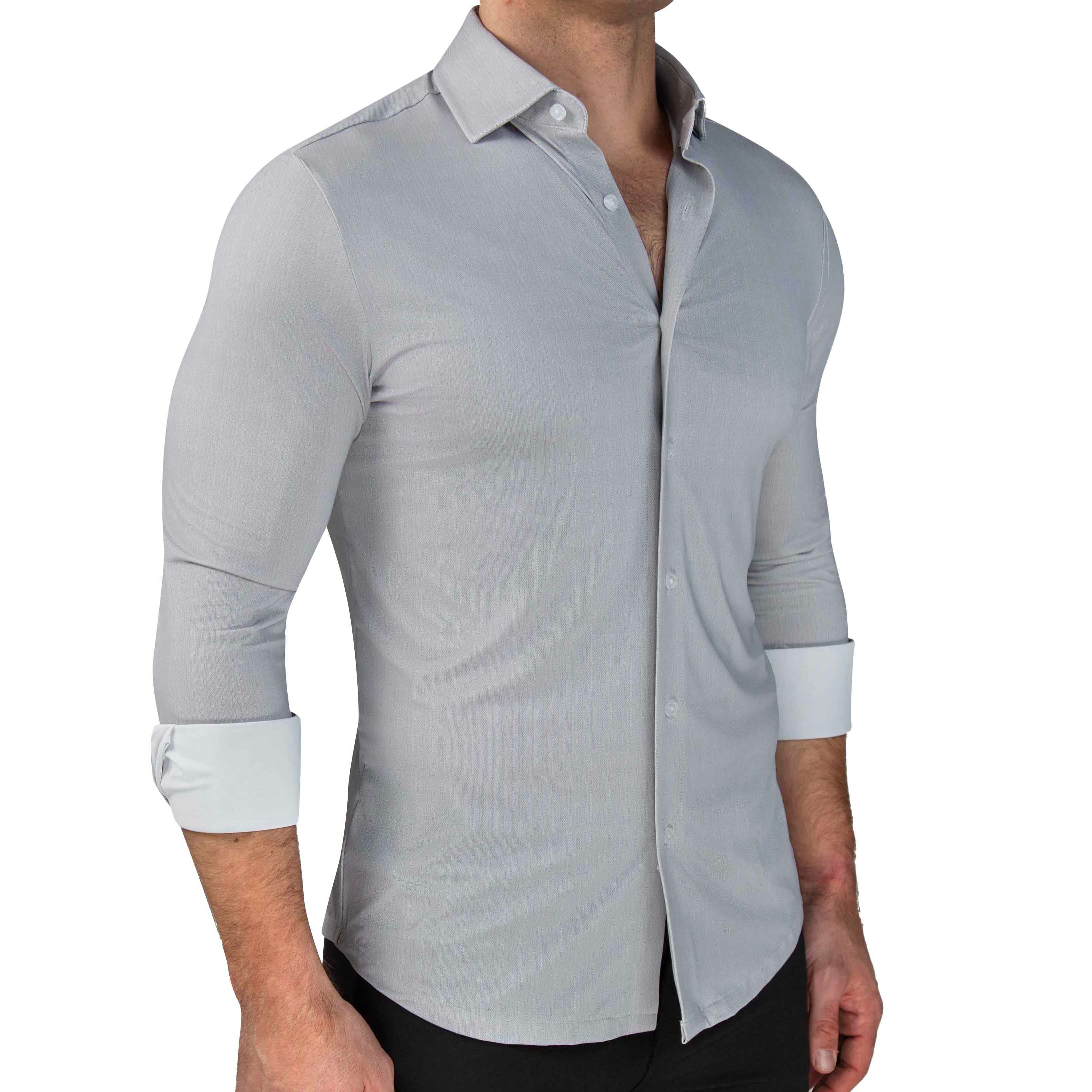 "The Jordan" Sport Shirt - Slate Grey & White Mini Dot