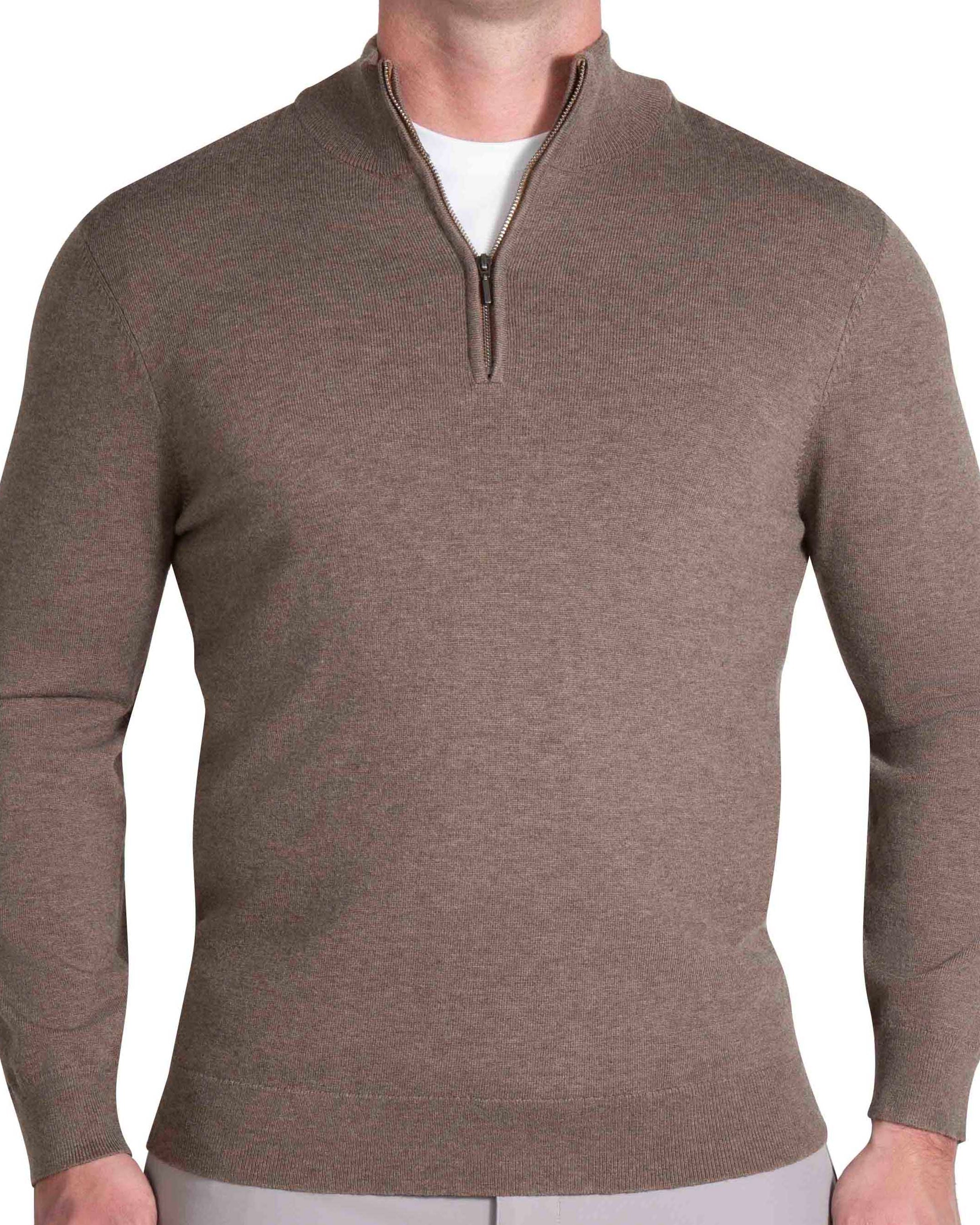 Mid-Weight Wool Quarter Zip - Brown