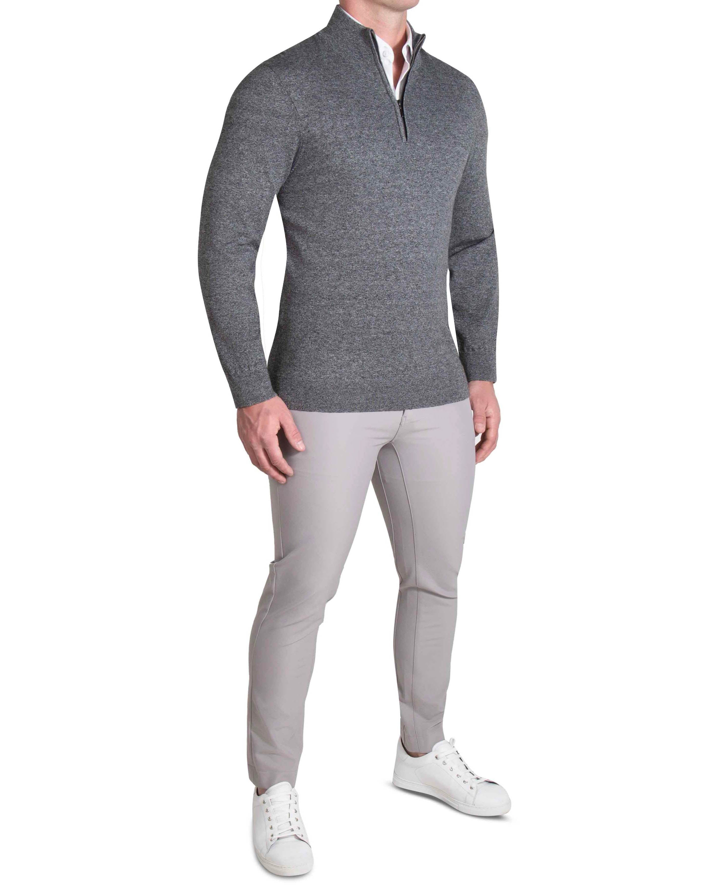 Mid-Weight Wool Quarter Zip - Charcoal