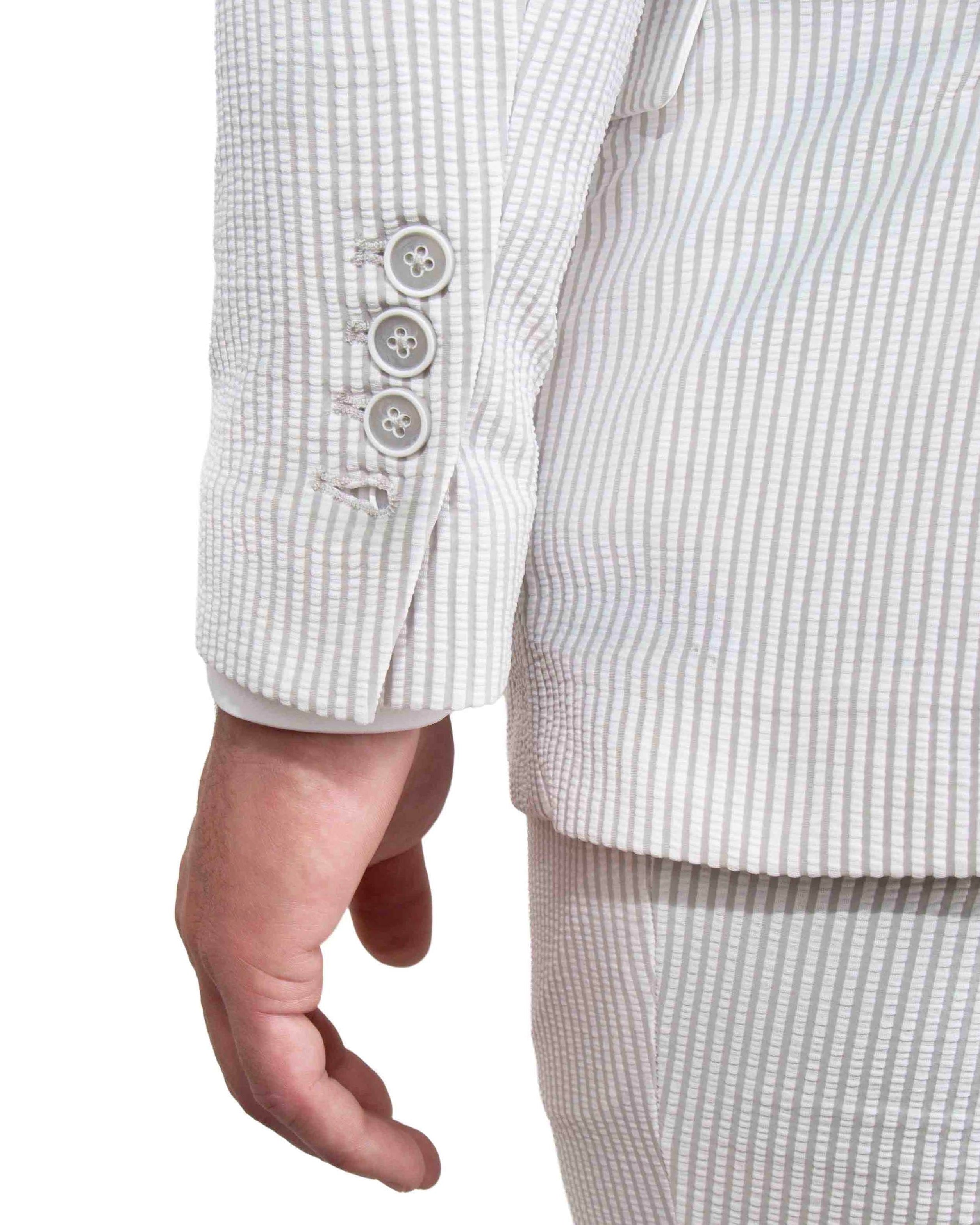 Athletic Fit Stretch Blazer - Grey & White Seersucker