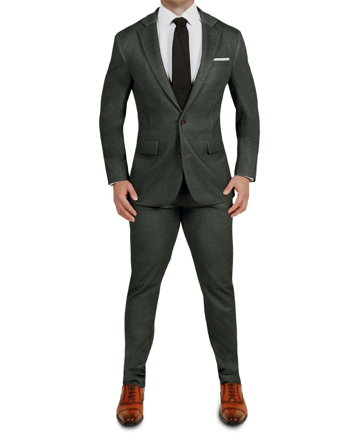 Athletic Fit Stretch Suit - Deep Olive