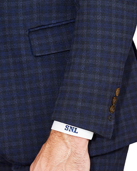 Athletic Fit Stretch Blazer - Blue Plaid