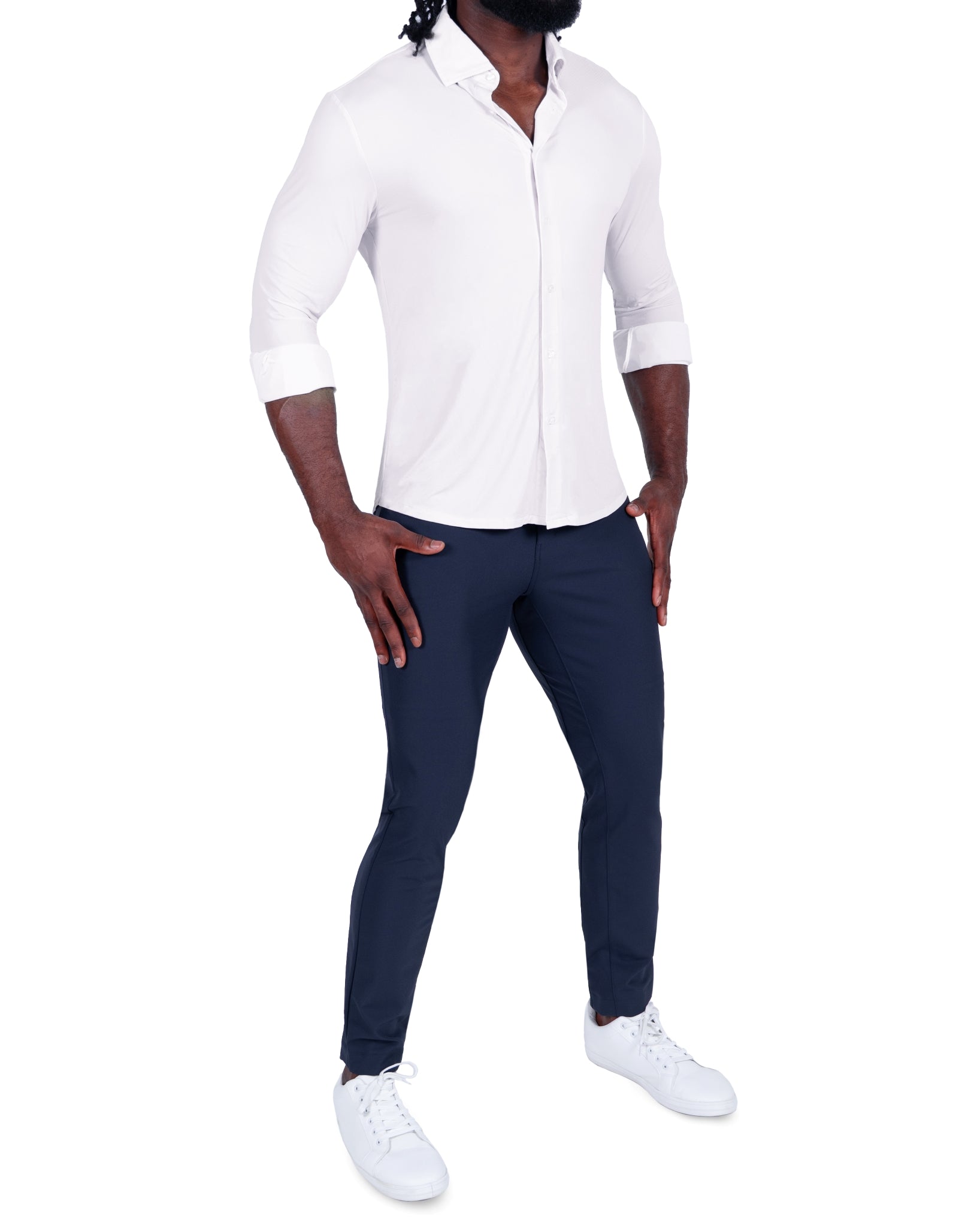 "The Champ" Sport Shirt - Off White Pinstripe