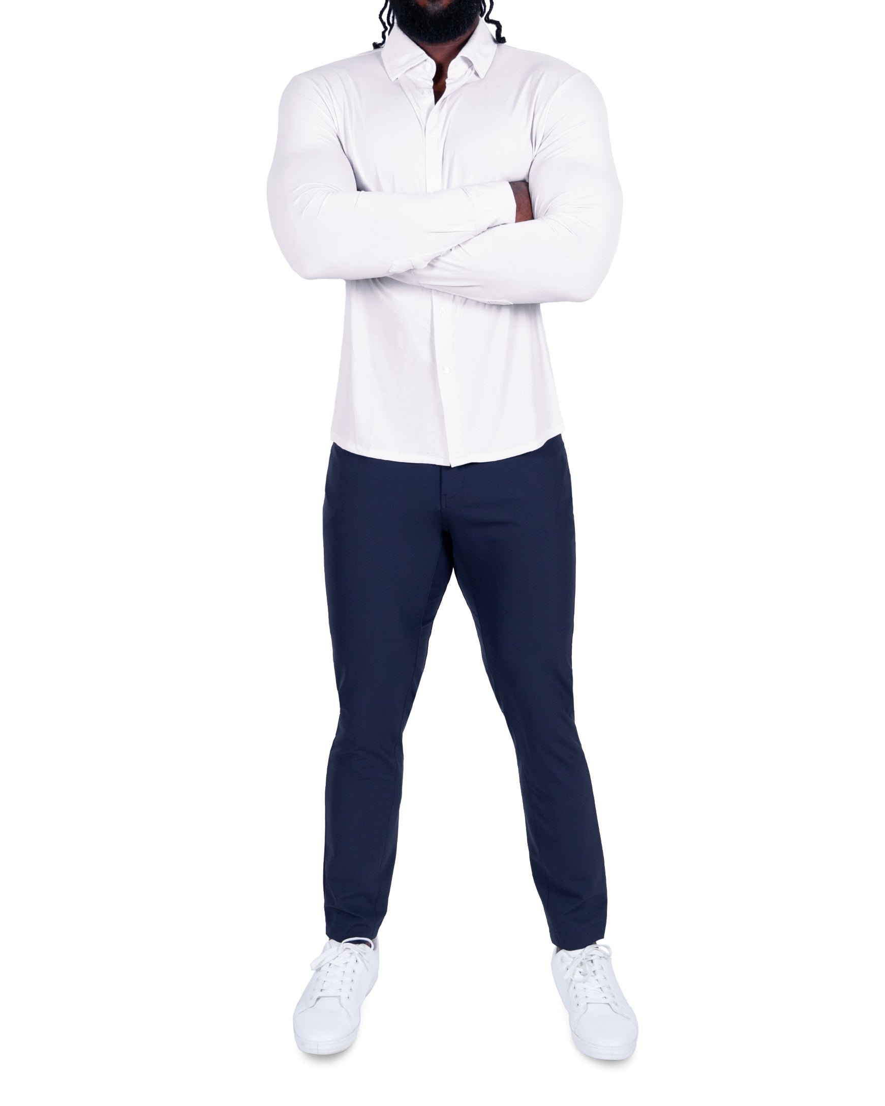 "The Champ" Sport Shirt - Off White Pinstripe