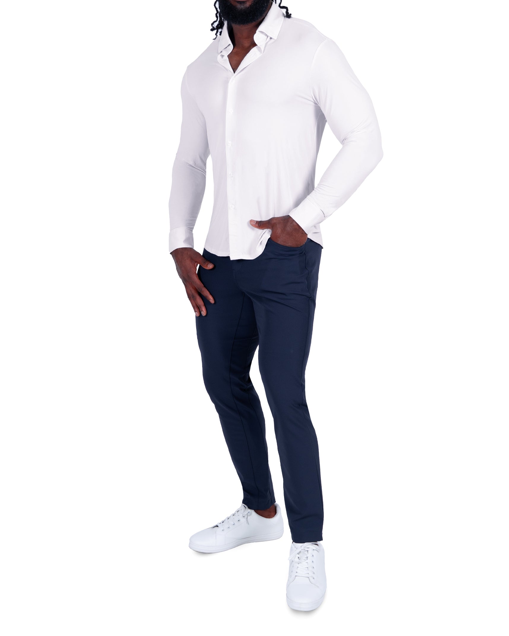 "The Champ" Sport Shirt - Off White Pinstripe