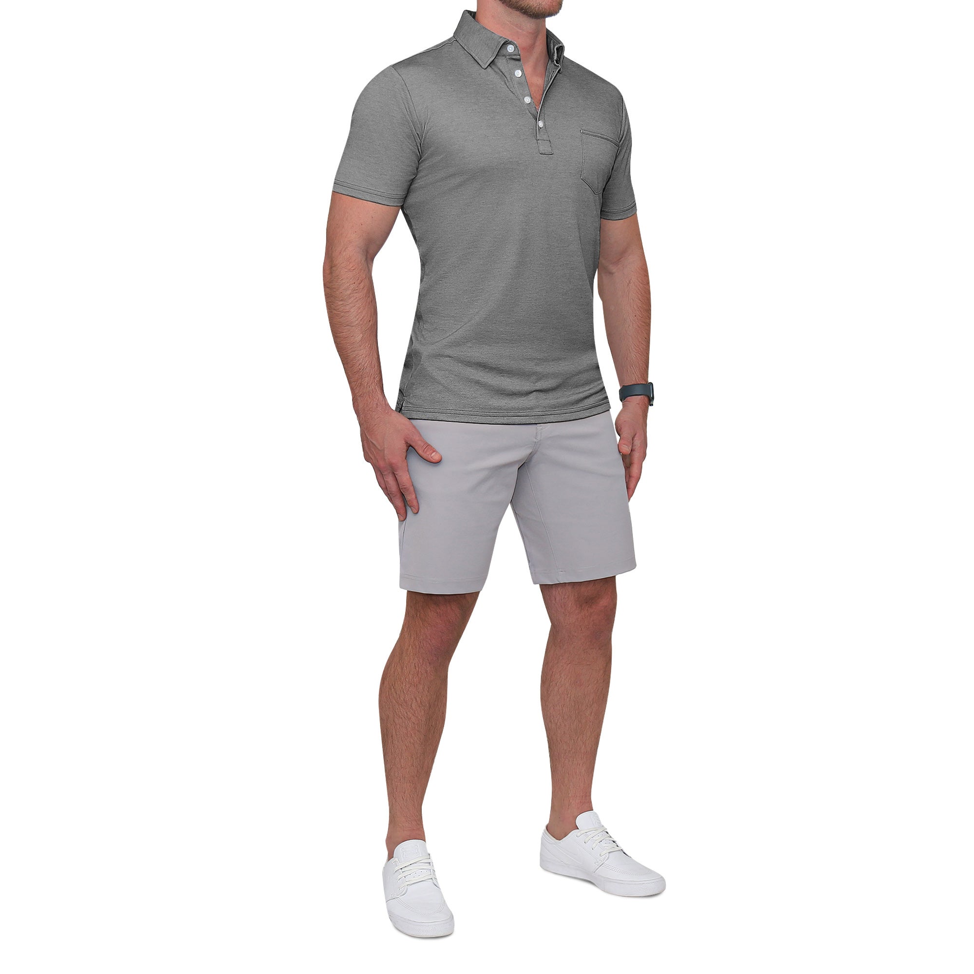 "The Conrad" Charcoal Pique Polo