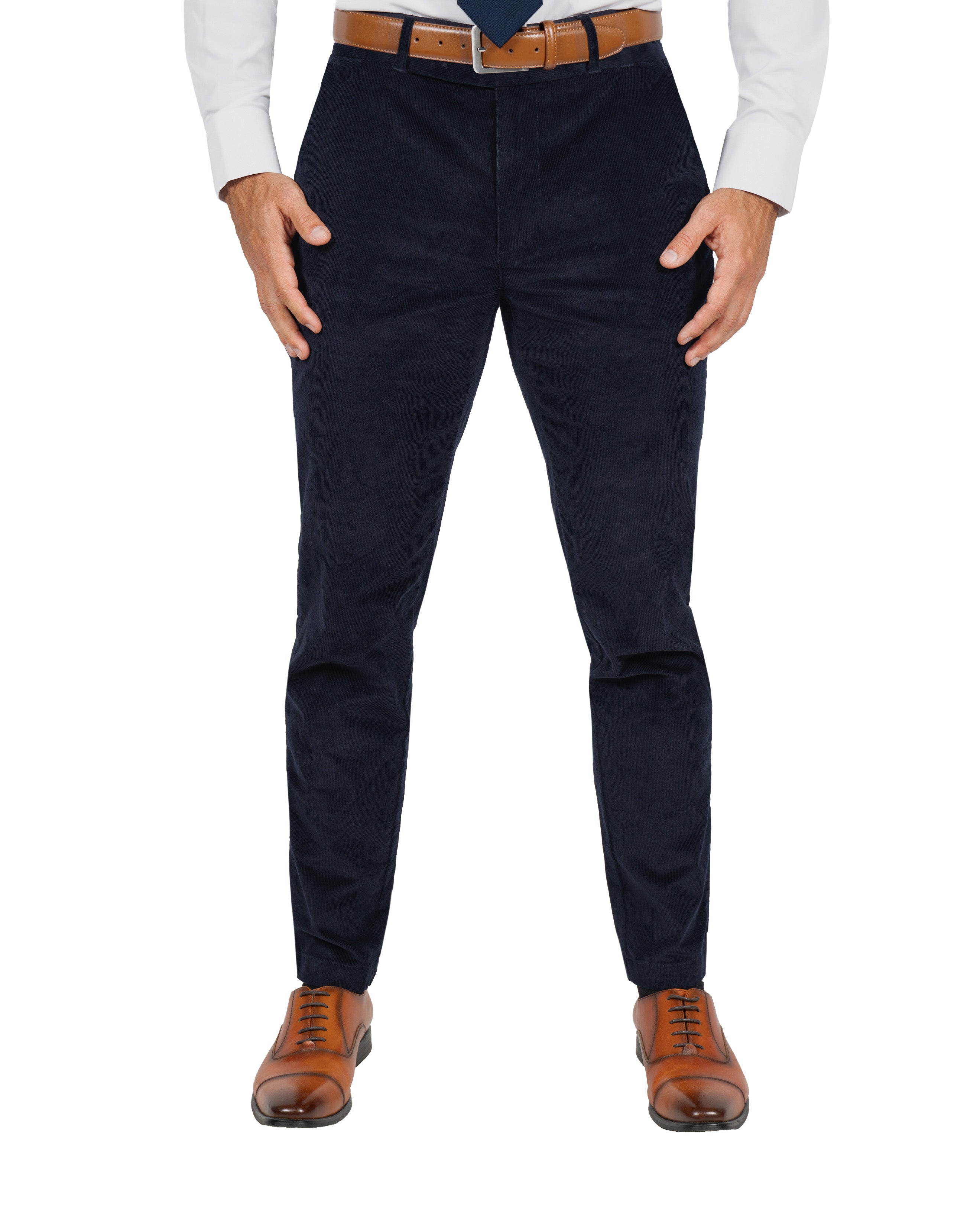 Corduroy Flat Front Waistband Pant - Dark Navy