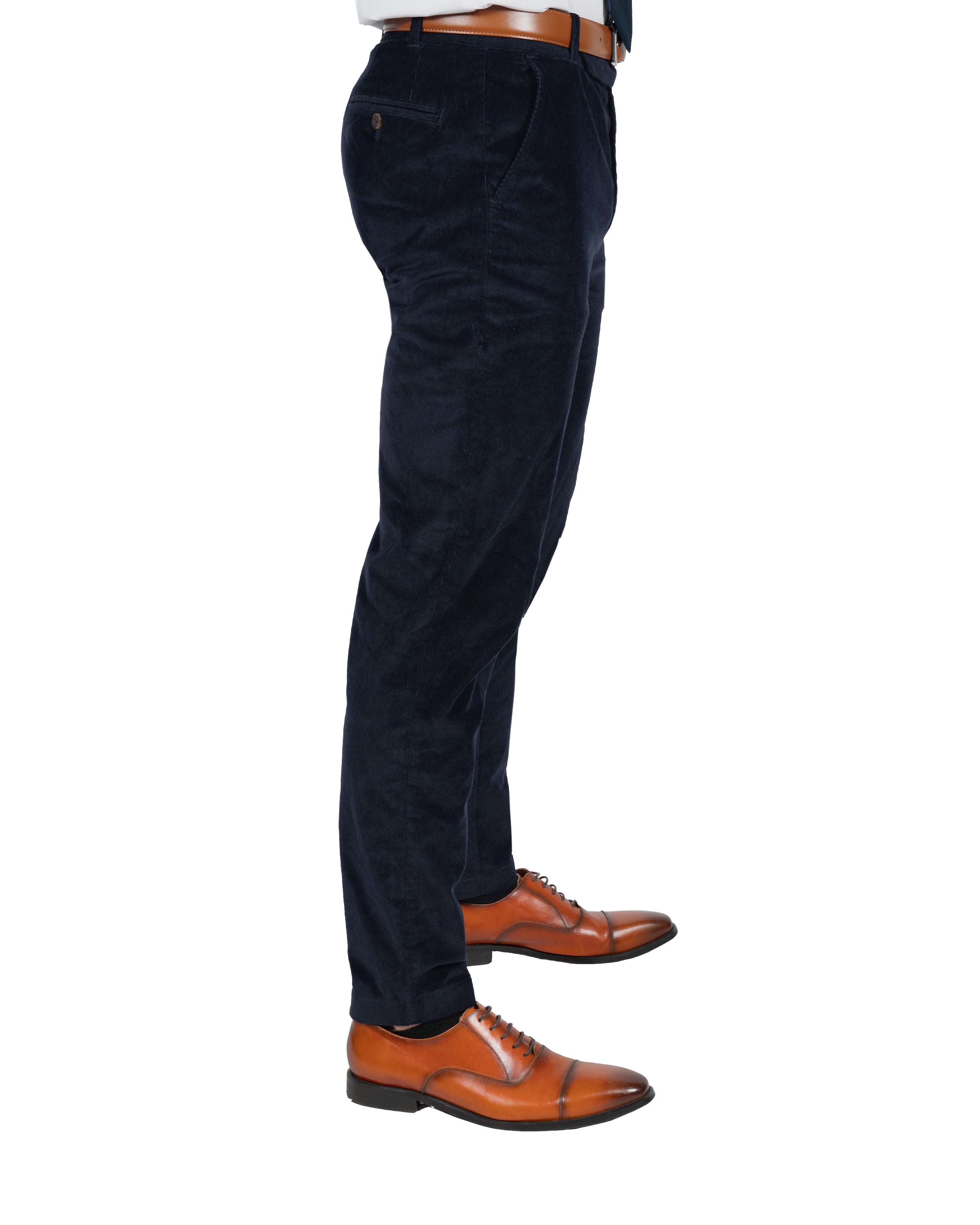 Corduroy Flat Front Waistband Pant - Dark Navy