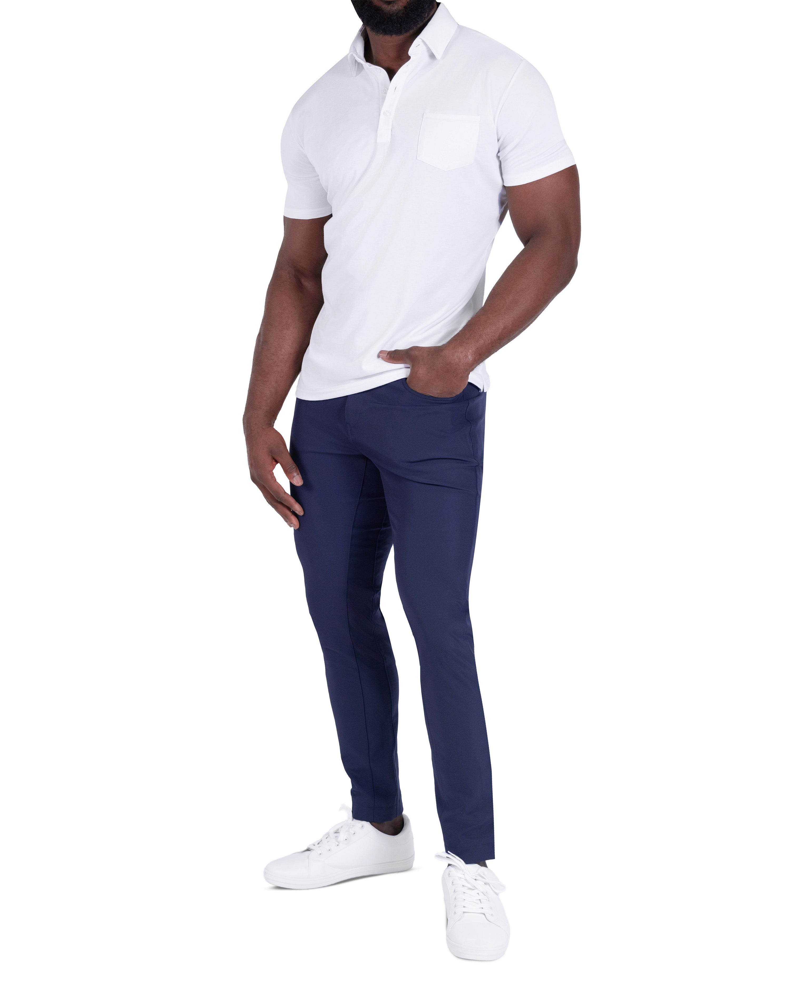 "The Noah" White Pique Polo