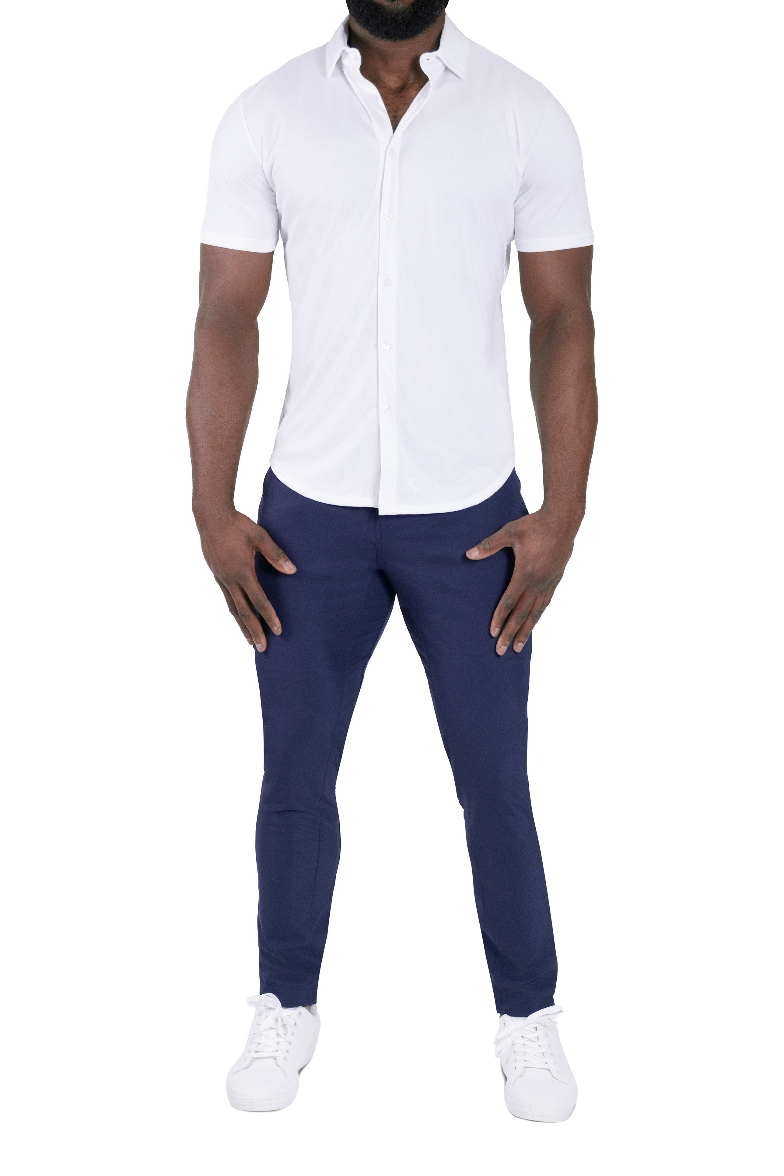 "The Kendric" White Pique Short Sleeve Button Down