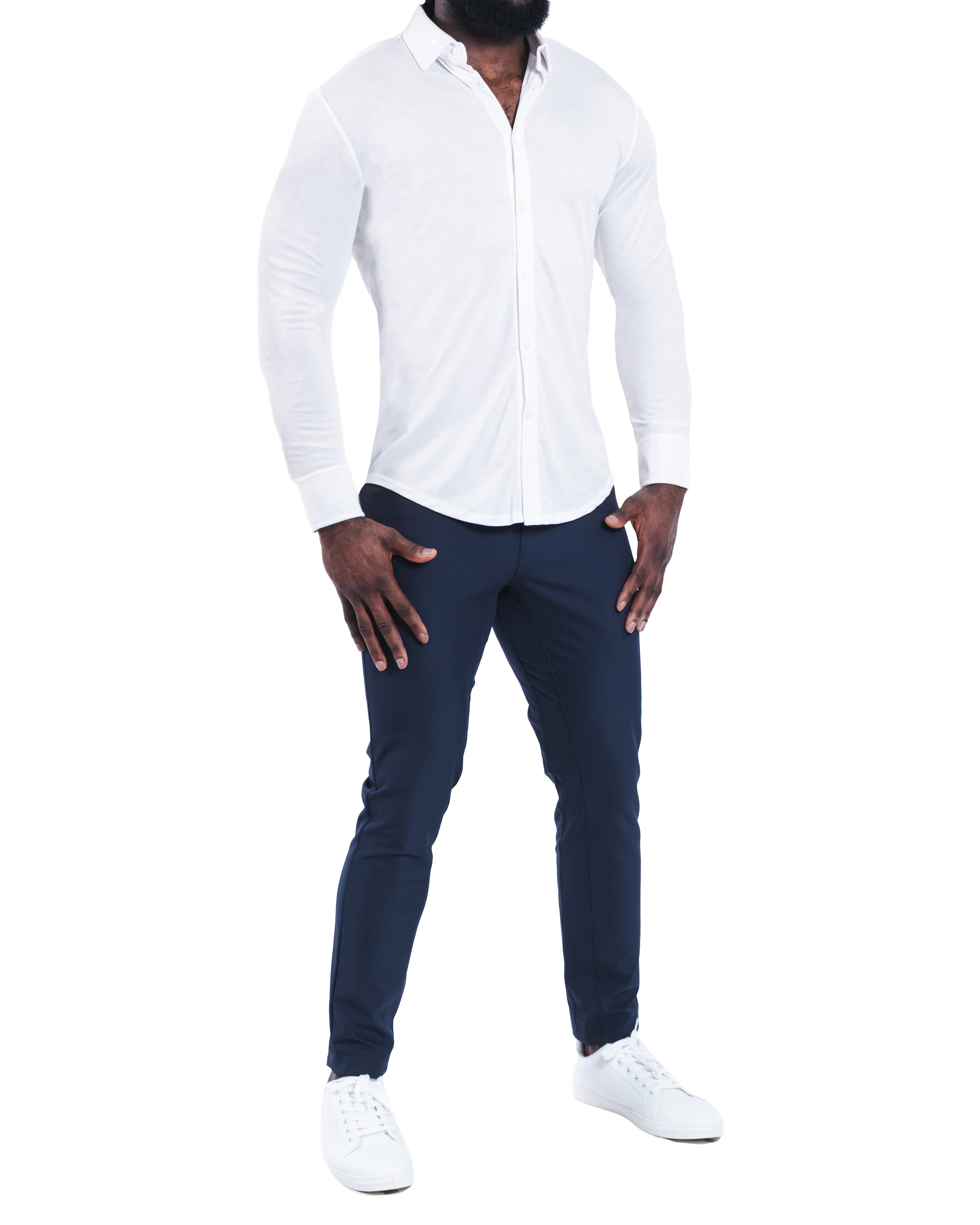 "The Mark" White Pique Button Down