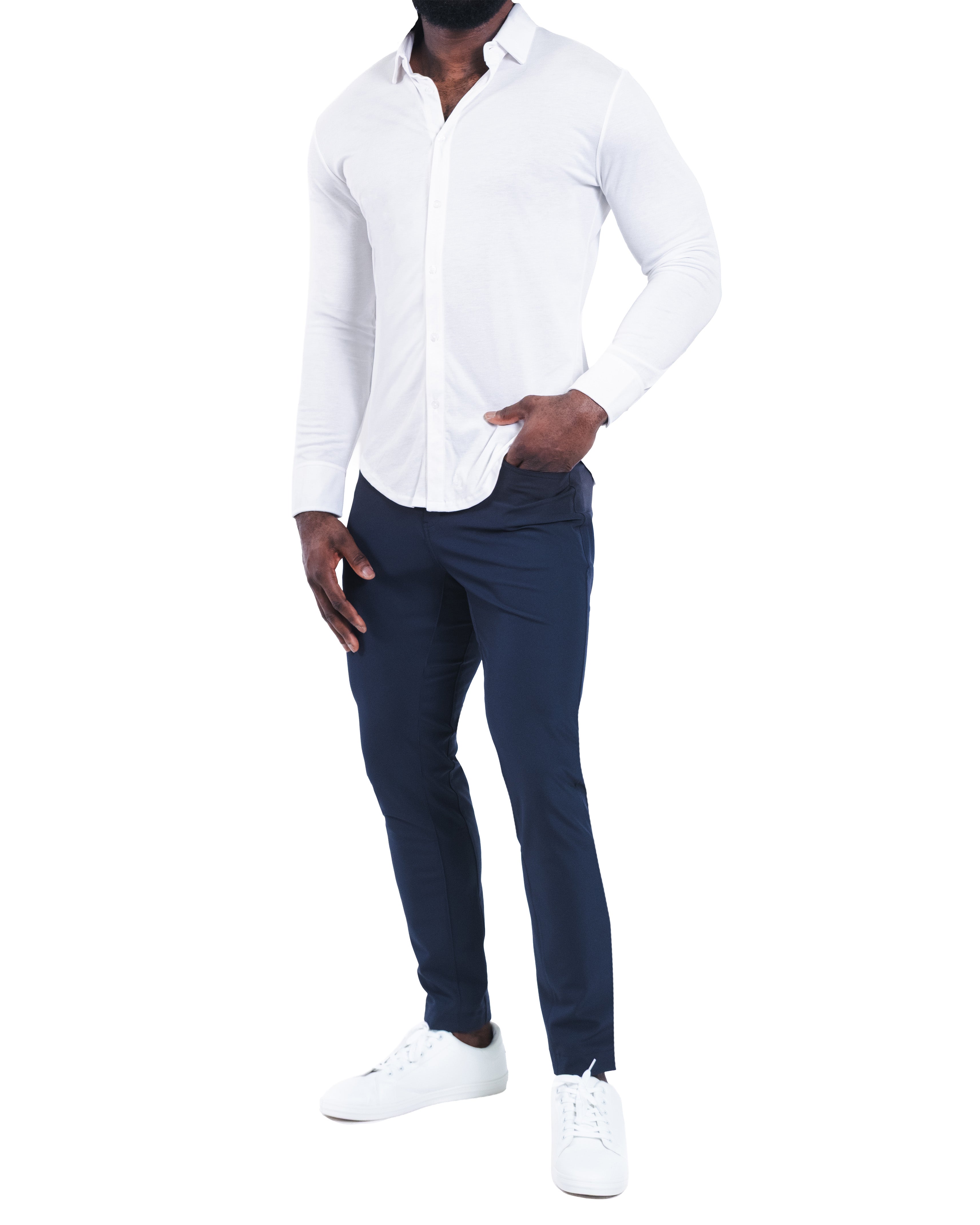 "The Mark" White Pique Button Down