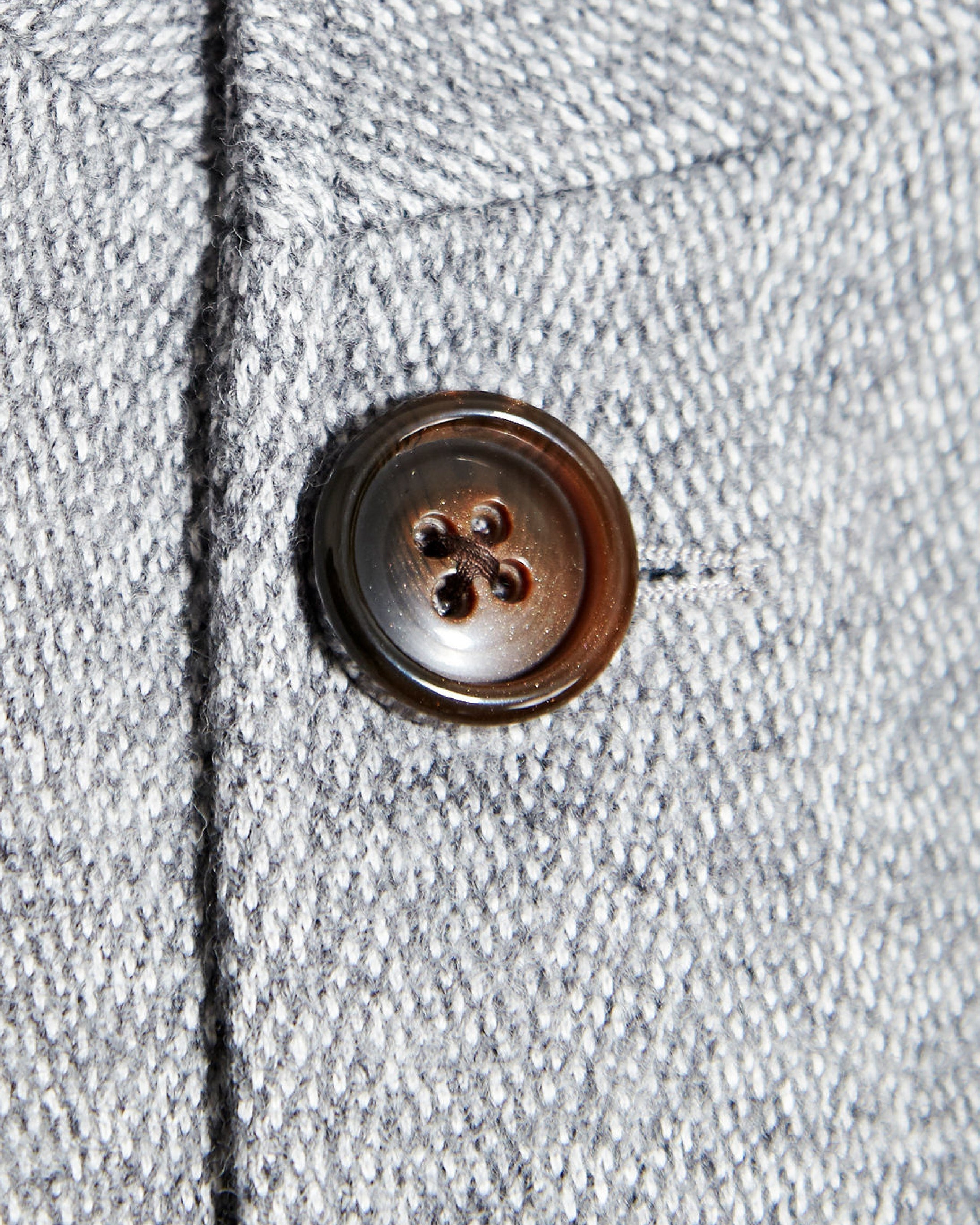 Open Button Overcoat - Grey Herringbone