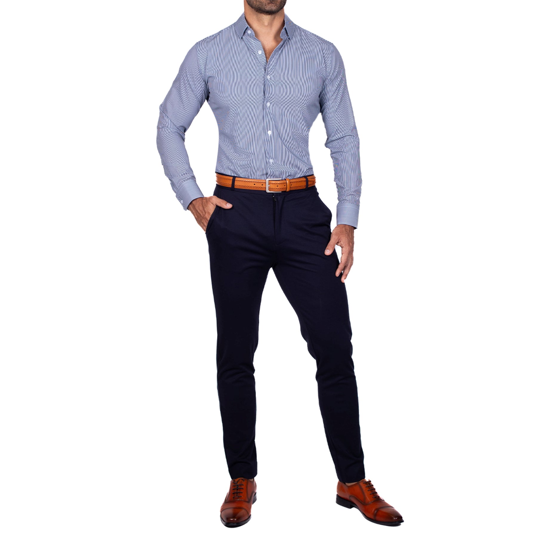 "The Hugo" Navy Pinstripe