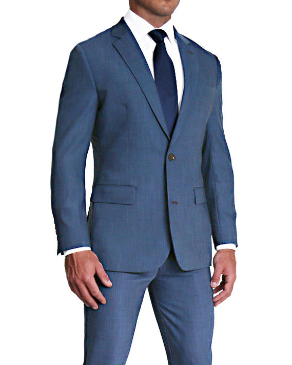 Athletic Fit Stretch Suit - Heathered Blue