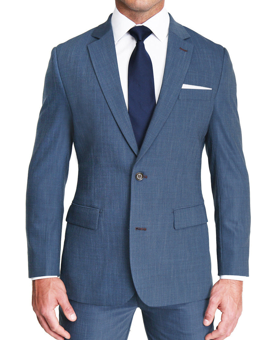 Athletic Fit Stretch Suit - Heathered Blue