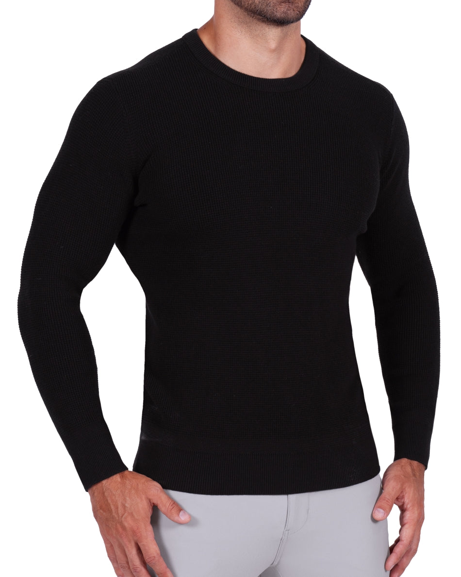 Heavy Knit Crewneck  - Black