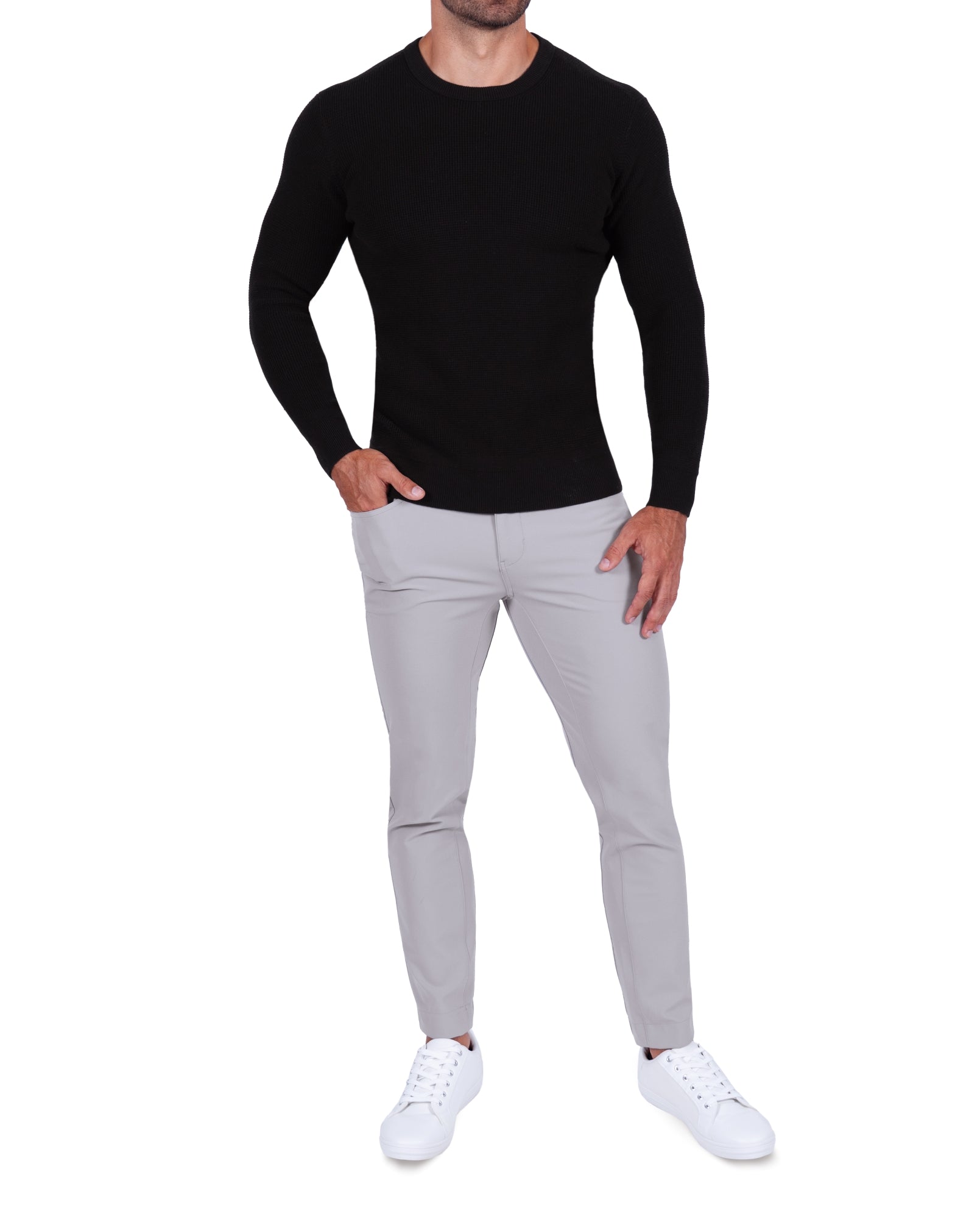 Heavy Knit Crewneck  - Black