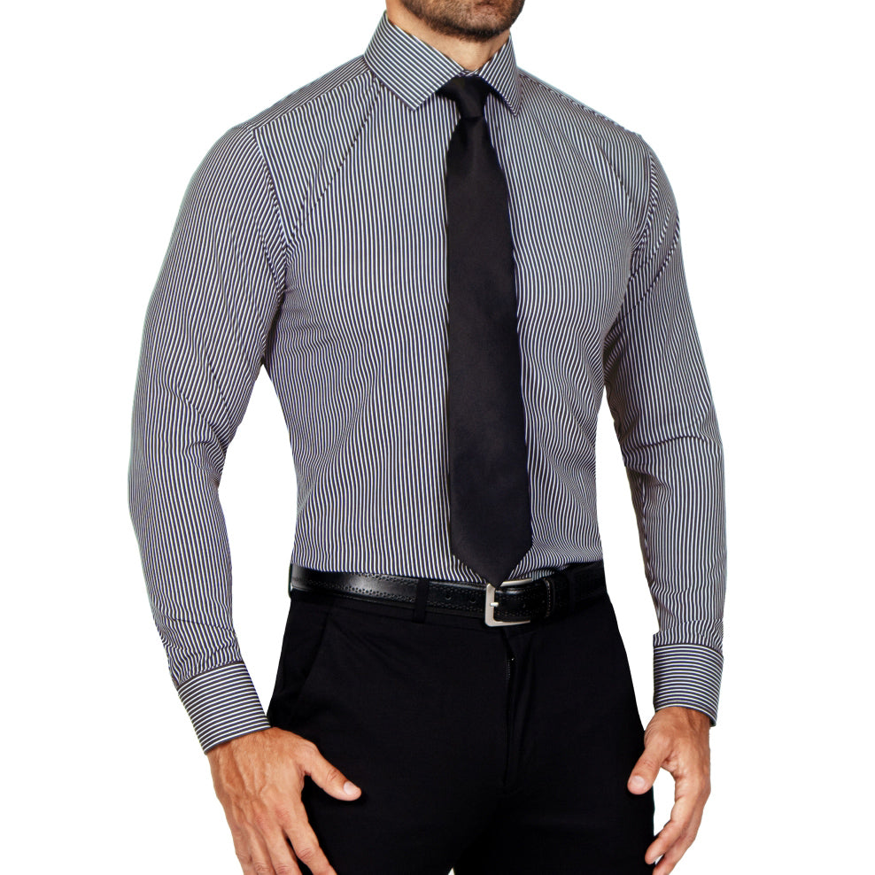 "The Limestone" Charcoal & White Pinstripe