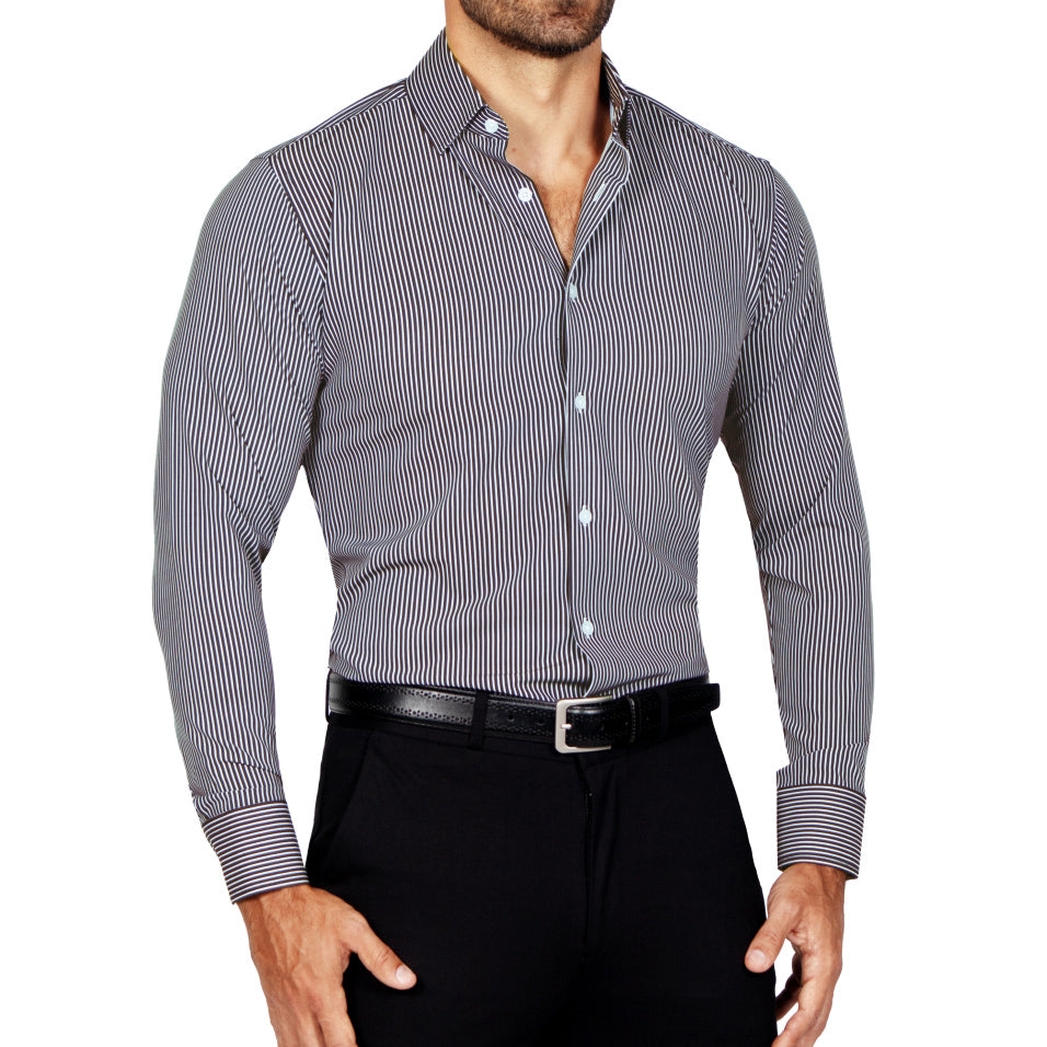 "The Limestone" Charcoal & White Pinstripe