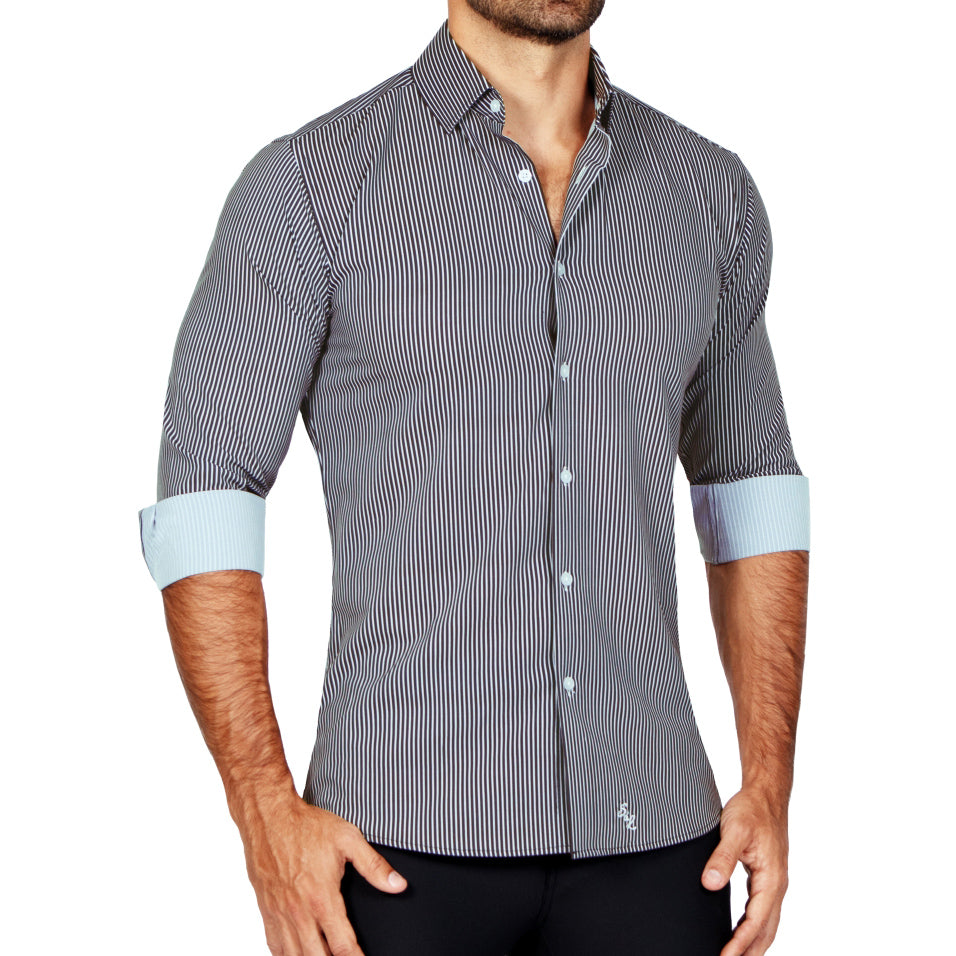 "The Limestone" Charcoal & White Pinstripe