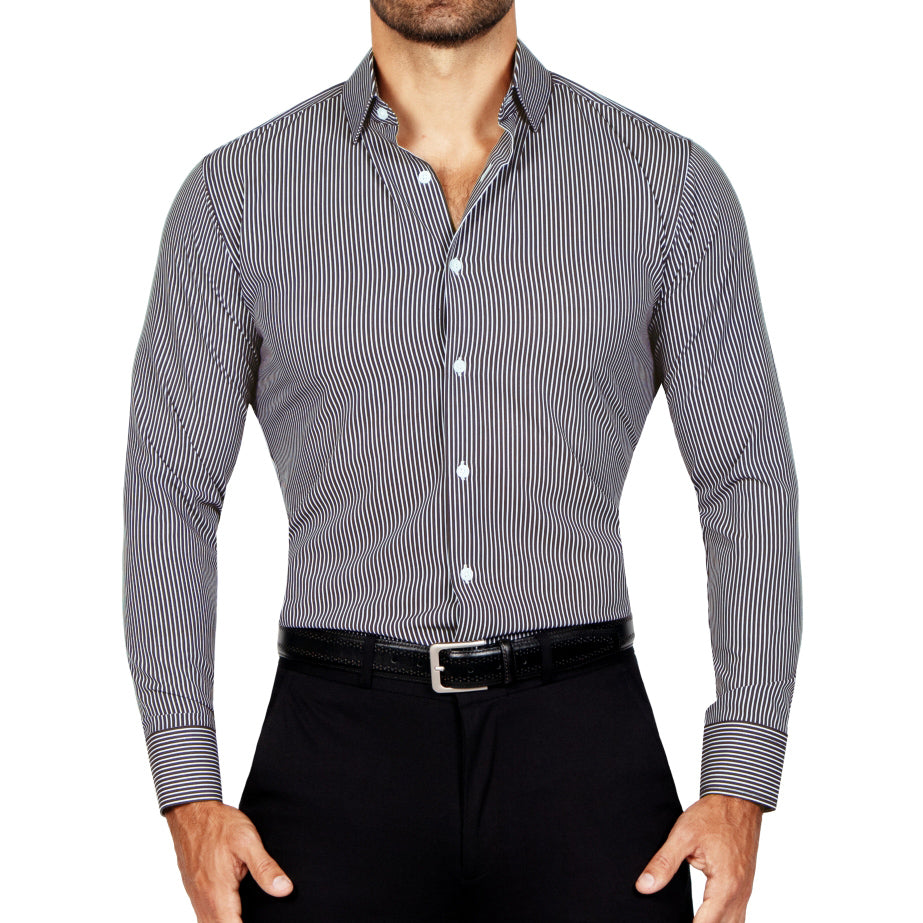 "The Limestone" Charcoal & White Pinstripe