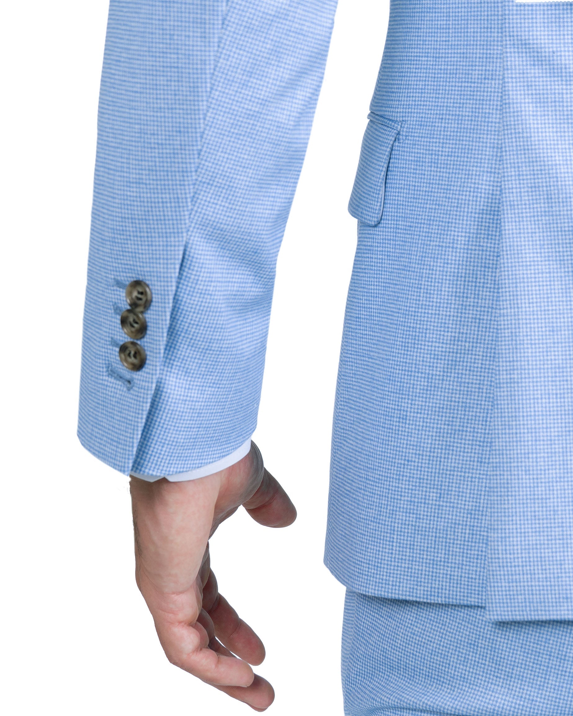 Athletic Fit Stretch Blazer - Light Blue Mini Houndstooth