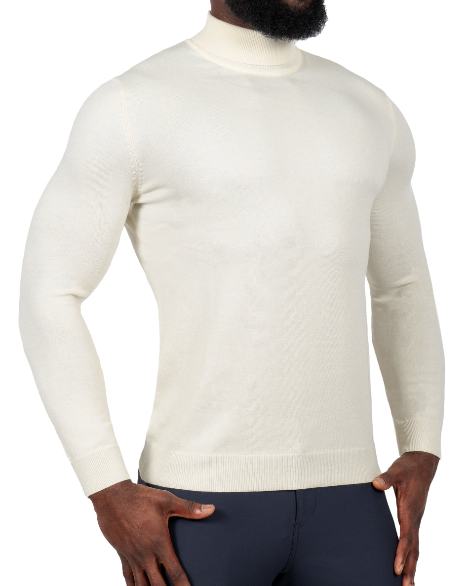 Mid-Weight Wool Turtleneck - Cream