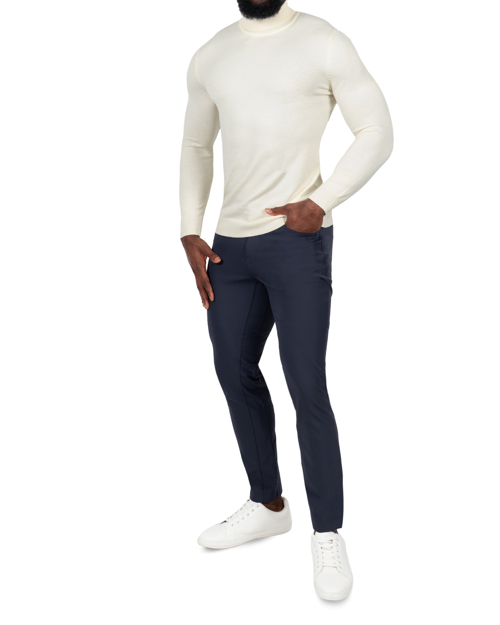 Mid-Weight Wool Turtleneck - Cream