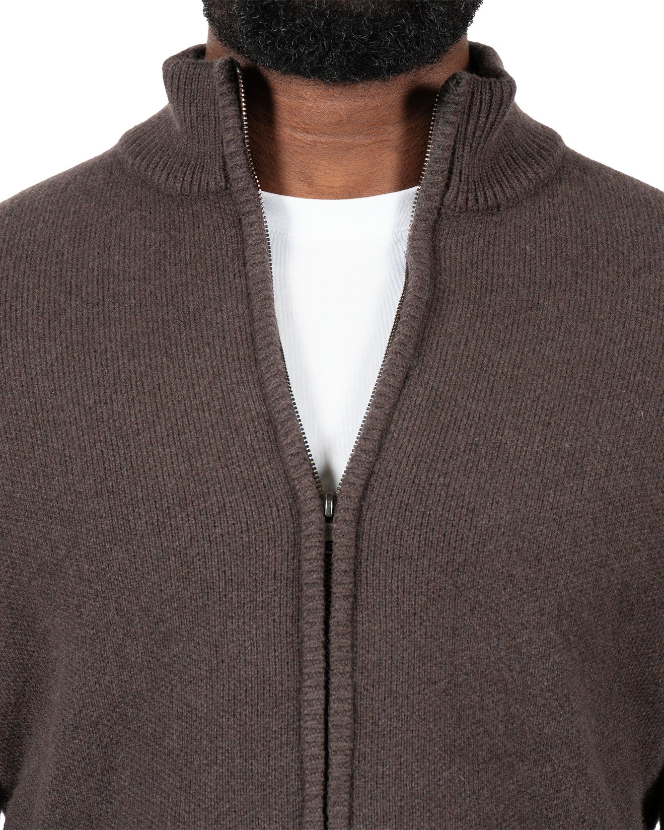 Knit Sweater Bomber - Brown