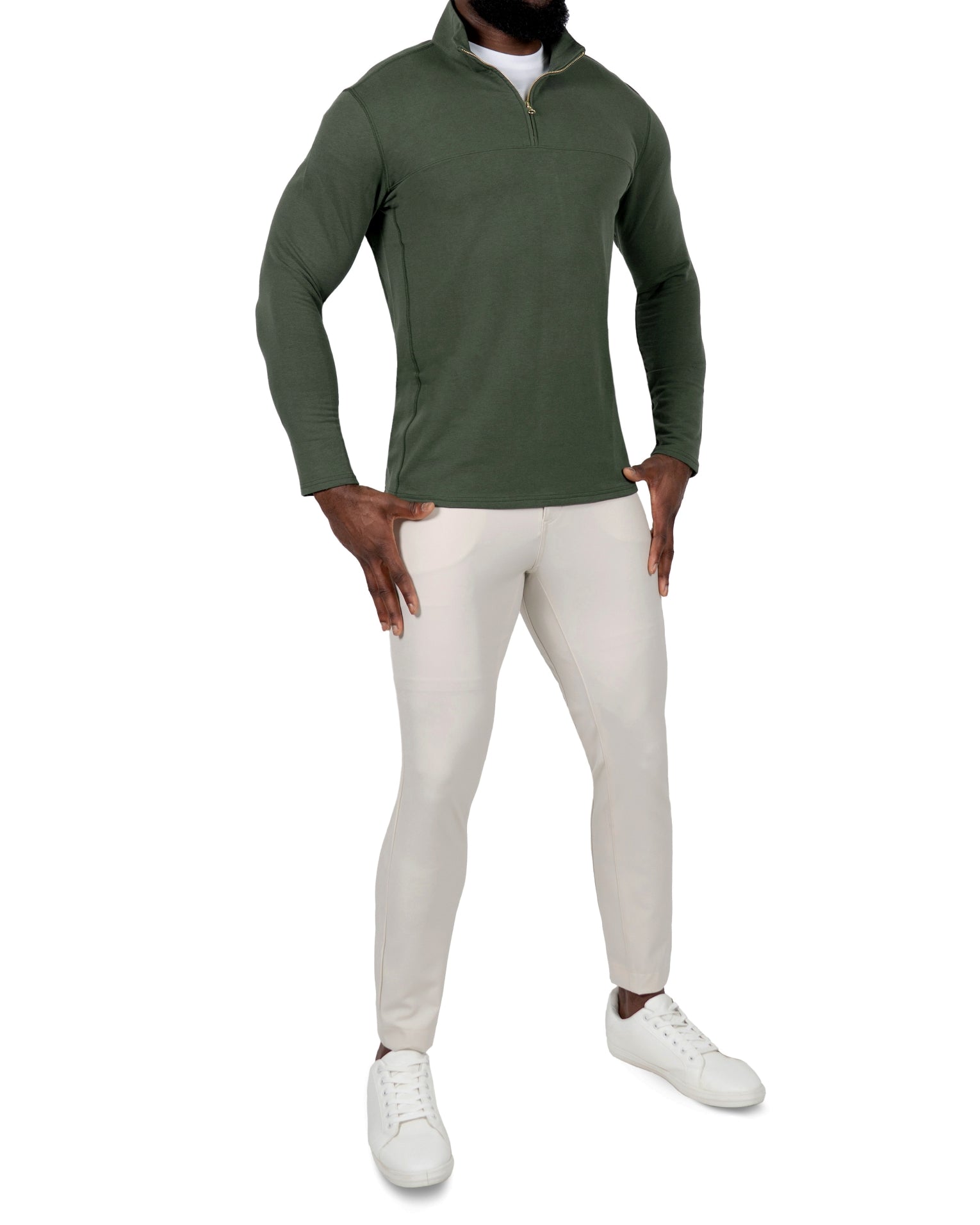 Quarter Zip - Solid Dark Green