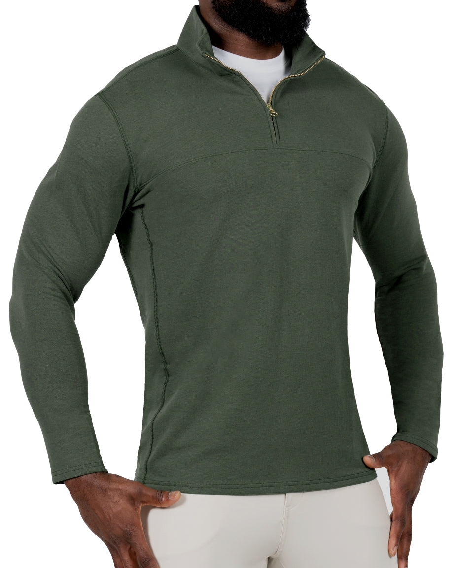 Quarter Zip - Solid Dark Green