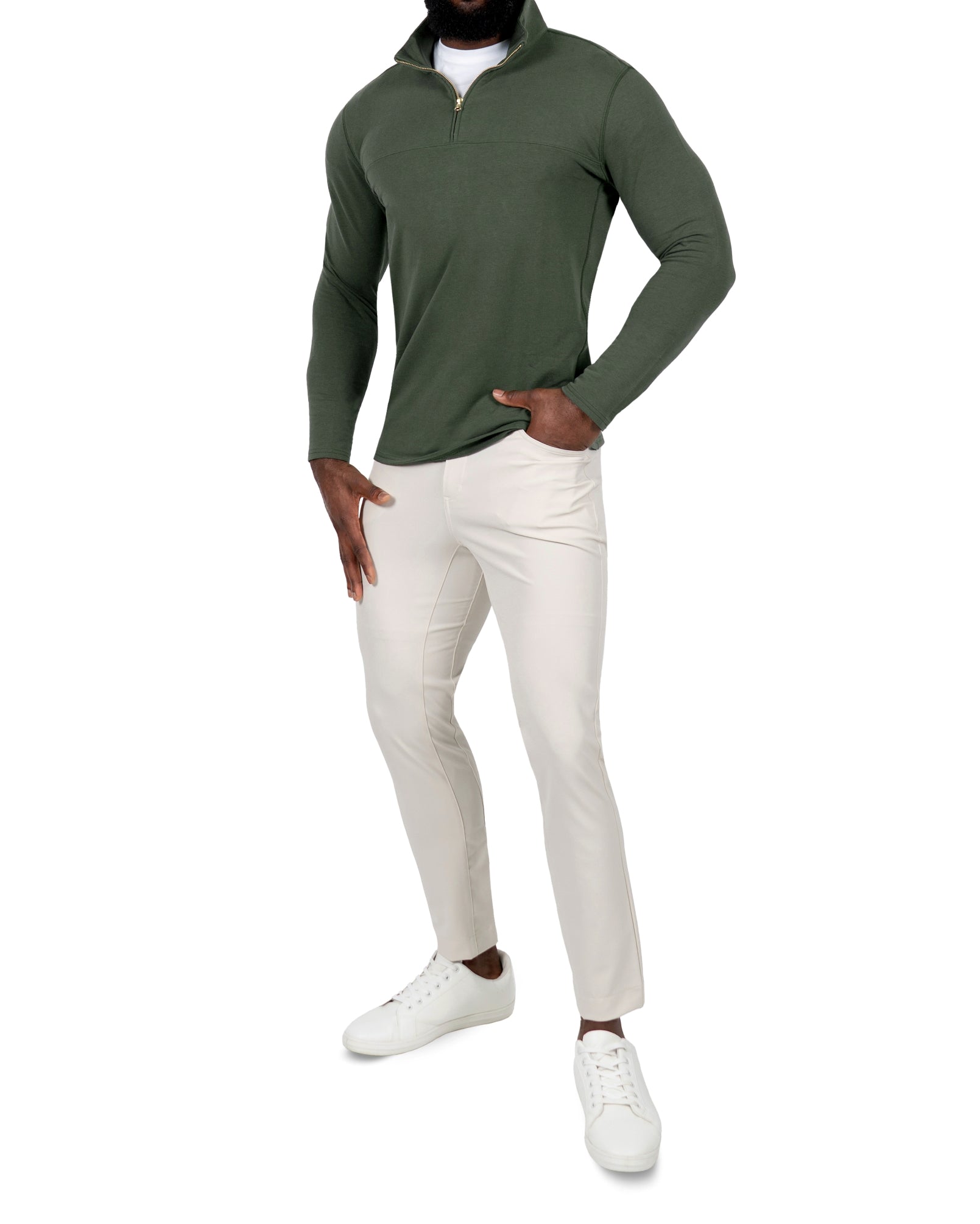 Quarter Zip - Solid Dark Green