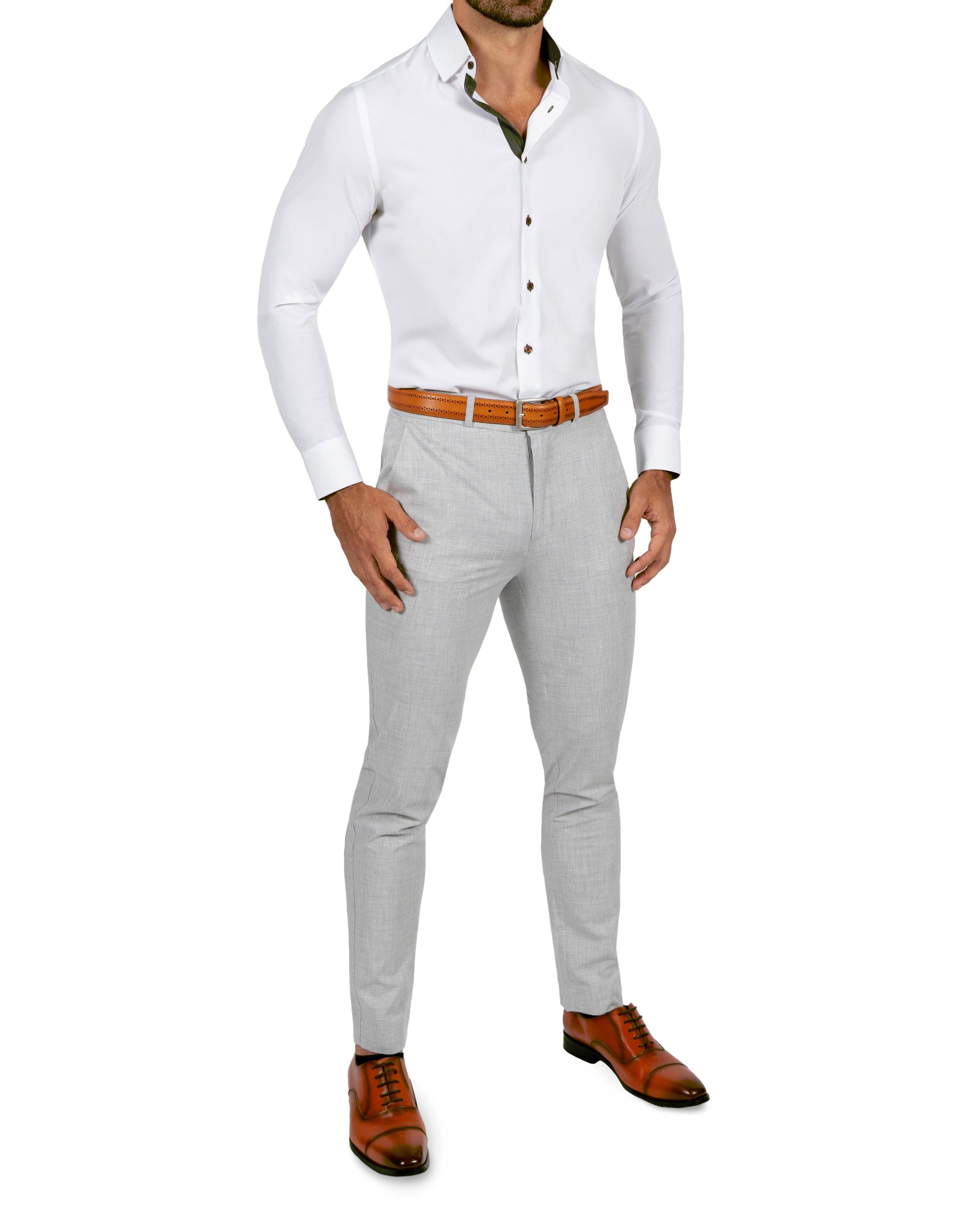 "The Smokey" Solid White With Olive Accents