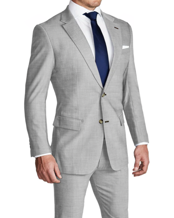 Athletic Fit Stretch Suit - Lightweight Light Grey