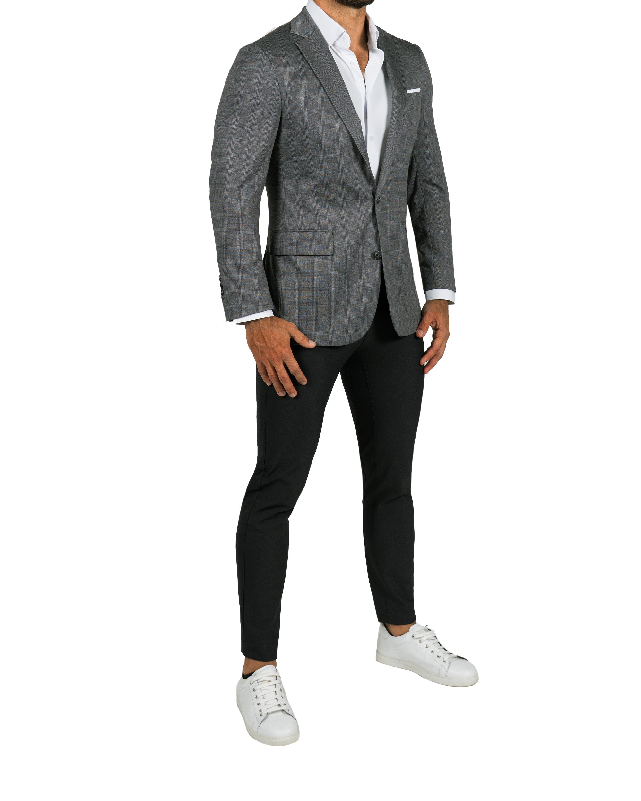 Athletic Fit Stretch Blazer - Shadow Grey Plaid