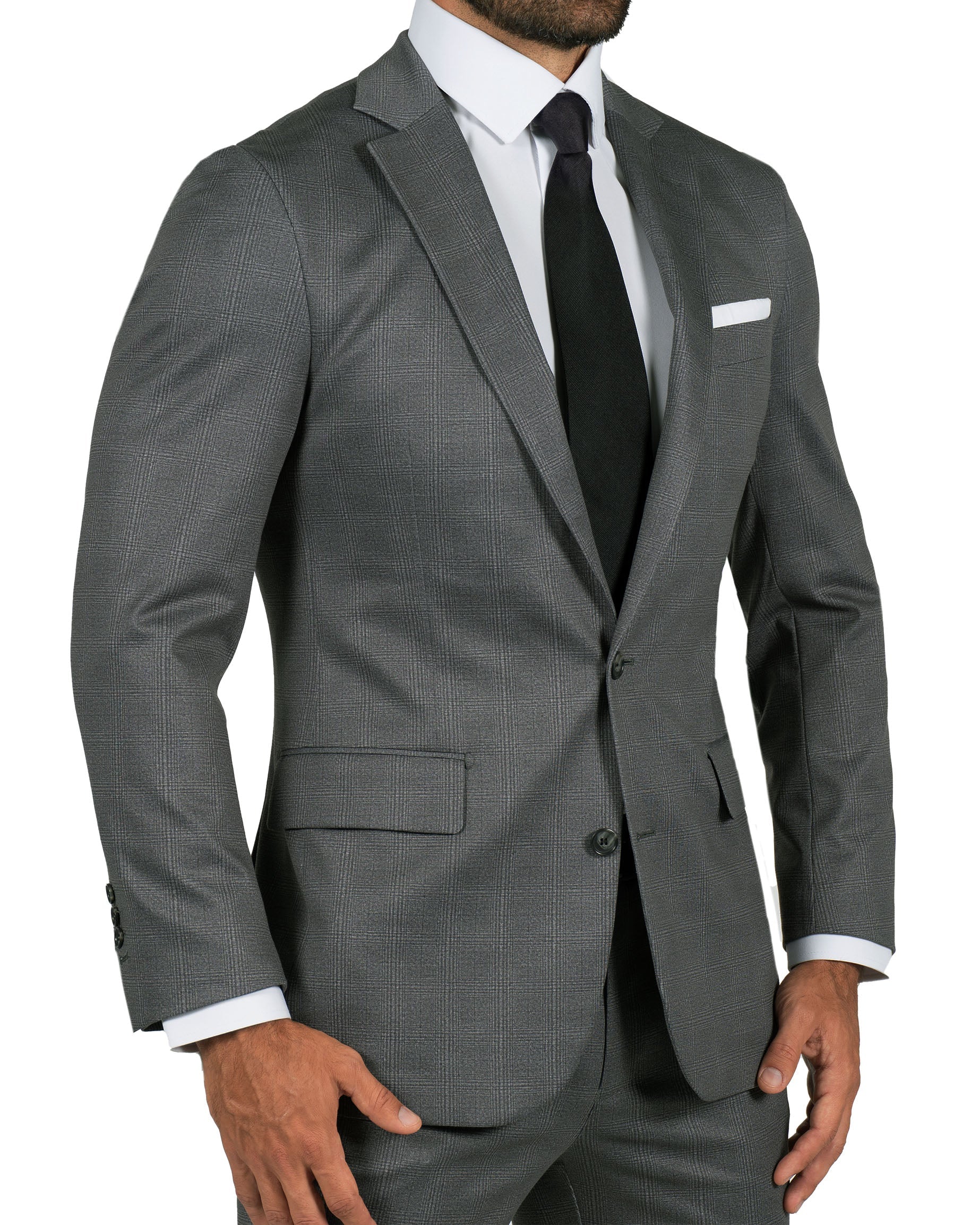 Athletic Fit Stretch Blazer - Shadow Grey Plaid