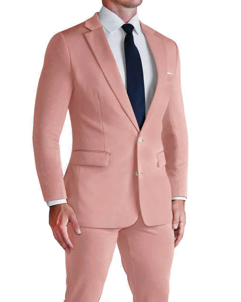 Athletic Fit Stretch Suit - Solid Rose