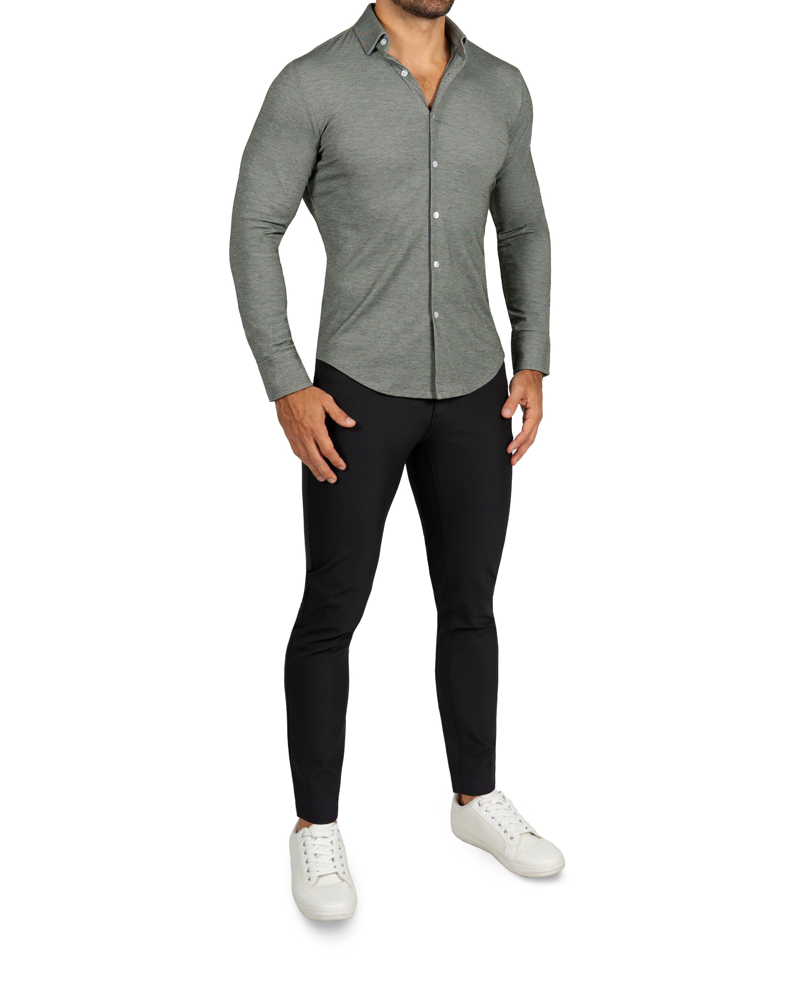 "The Grover" Olive Pique Button Down