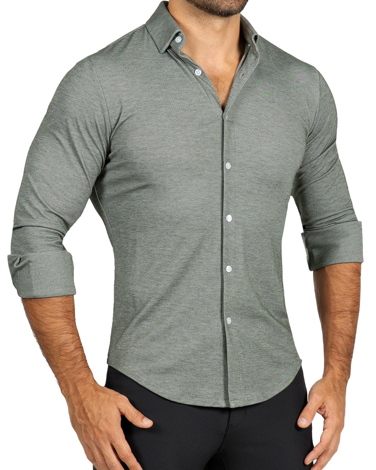 "The Grover" Olive Pique Button Down