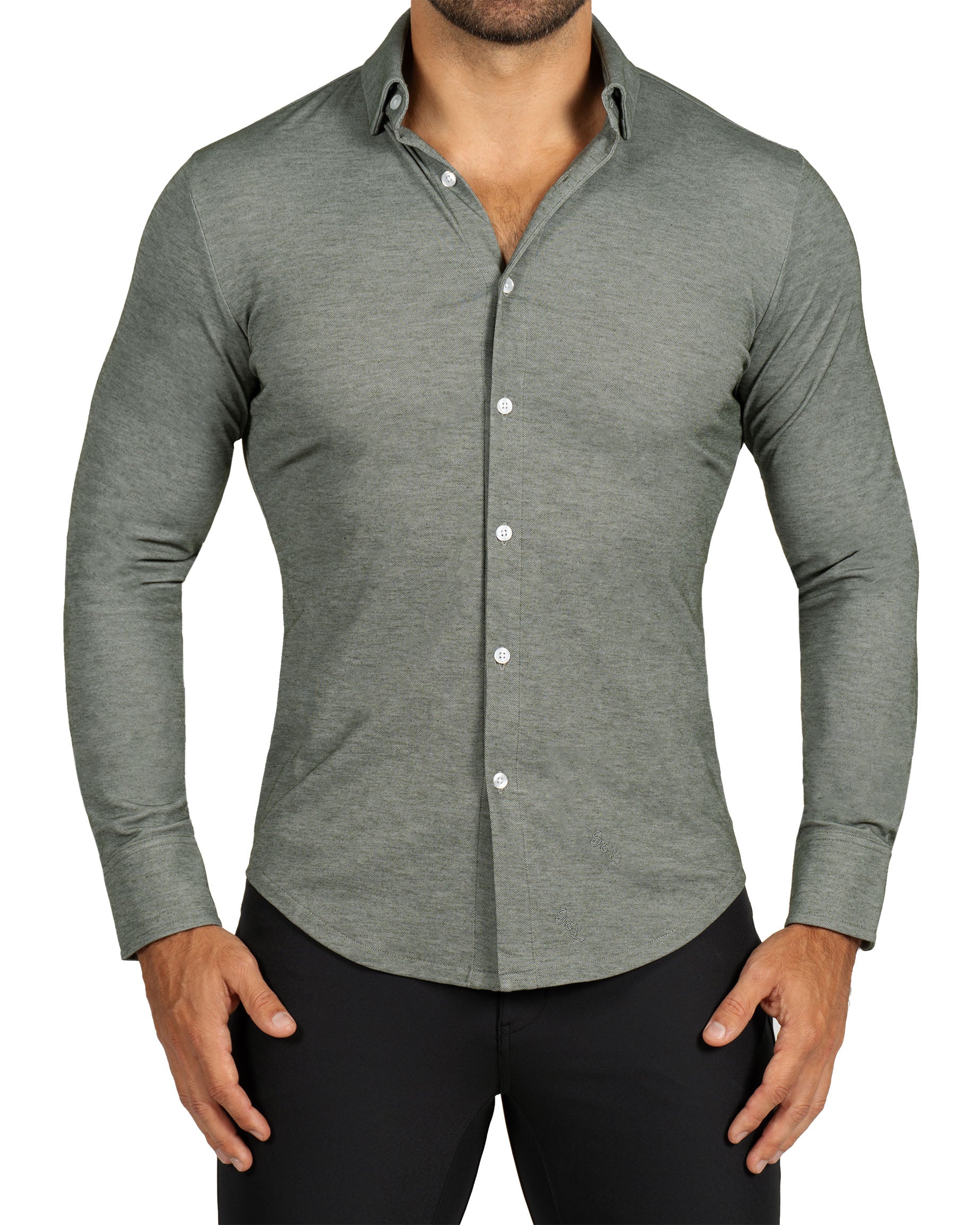 "The Grover" Olive Pique Button Down