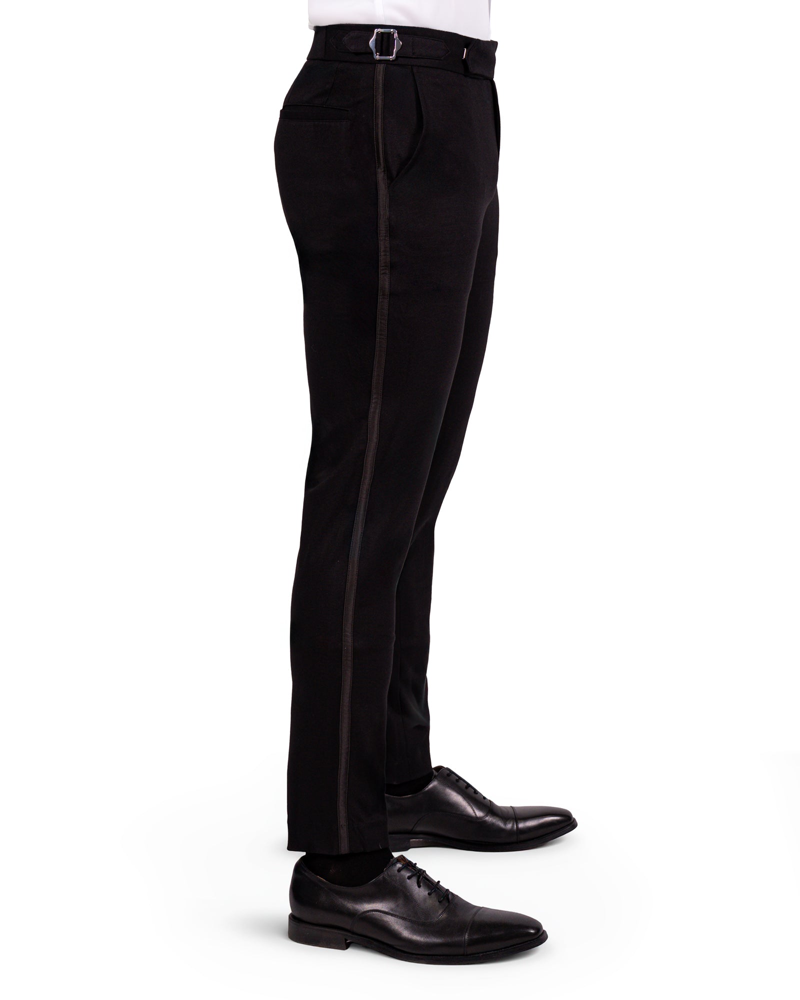 Athletic Fit Stretch Flat Front Tuxedo Pants - Black