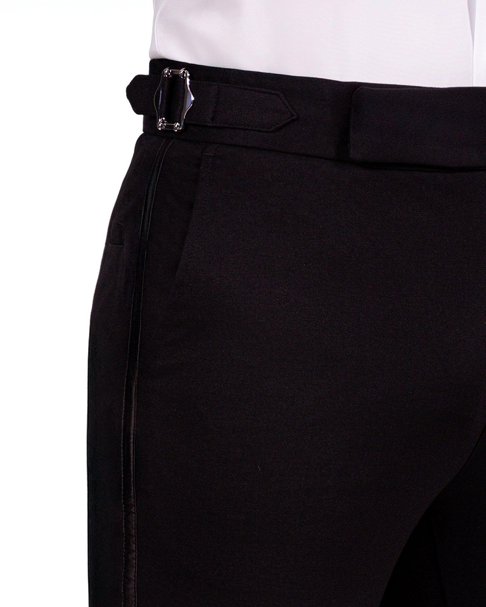 Athletic Fit Stretch Flat Front Tuxedo Pants - Black