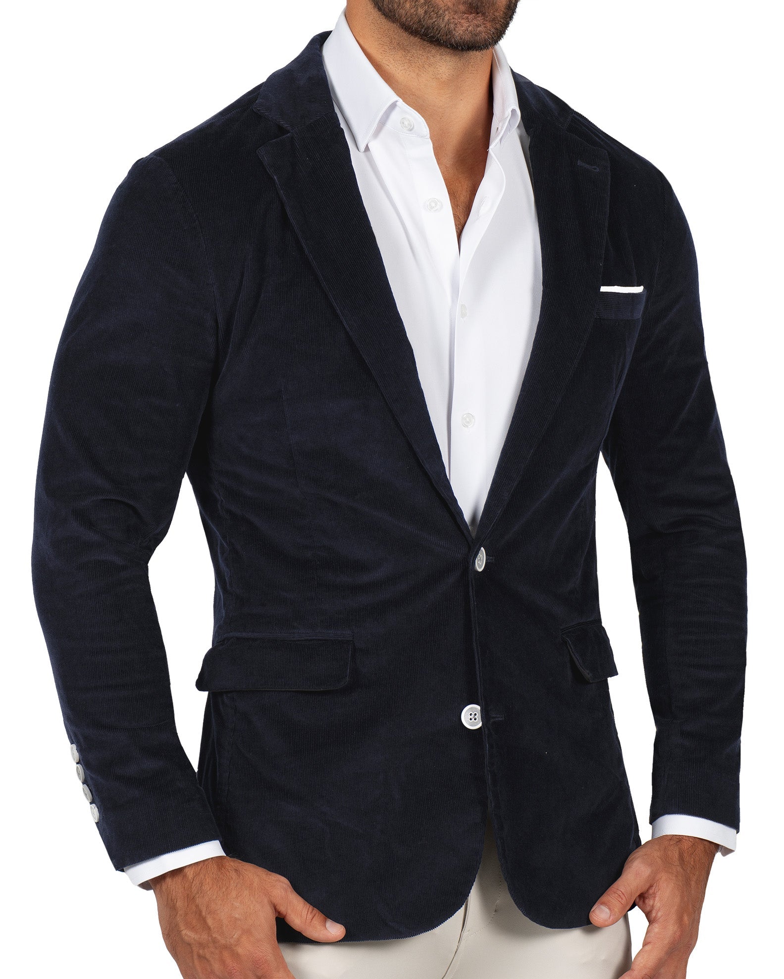 Unstructured Corduroy Blazer - Dark Navy