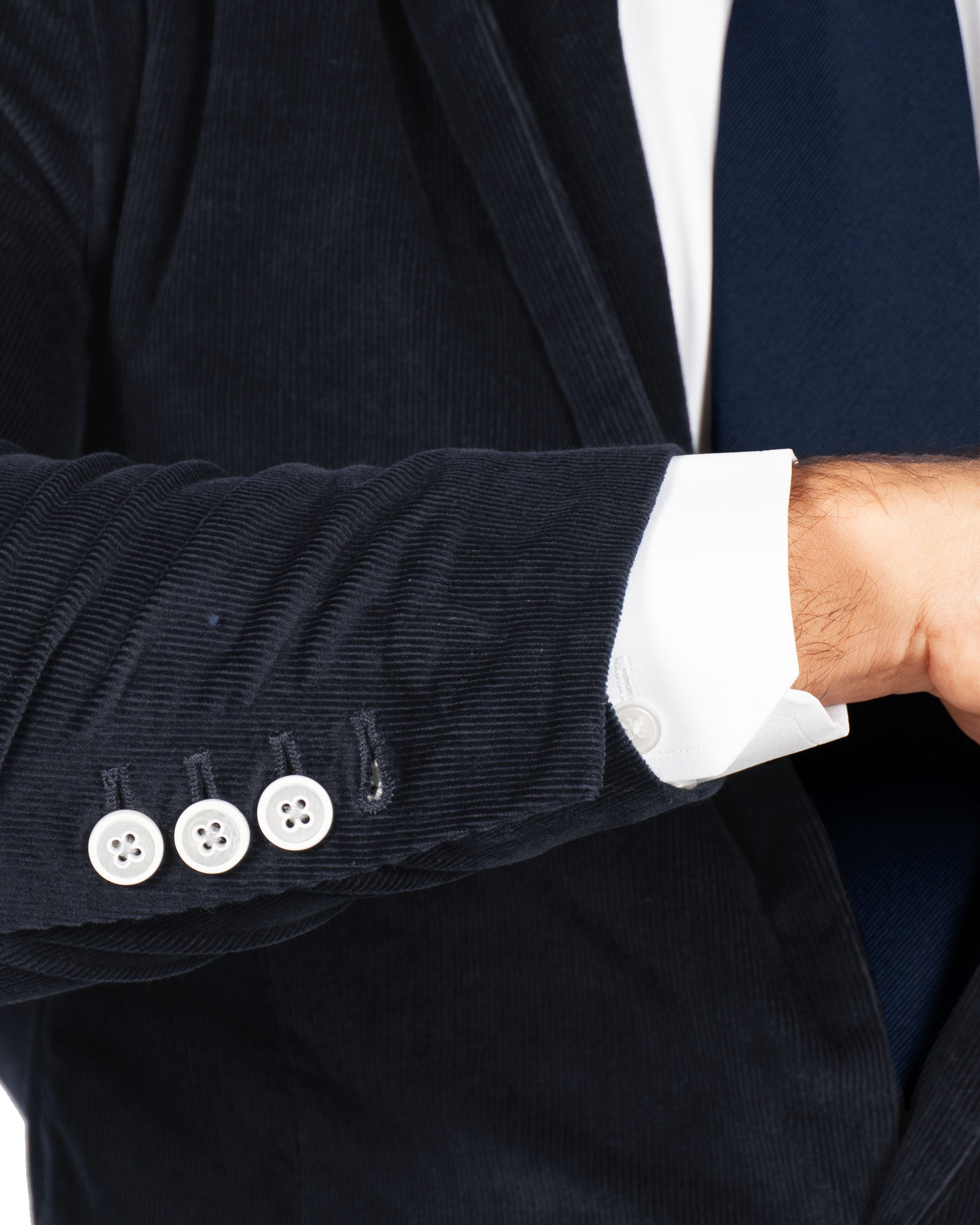 Unstructured Corduroy Blazer - Dark Navy