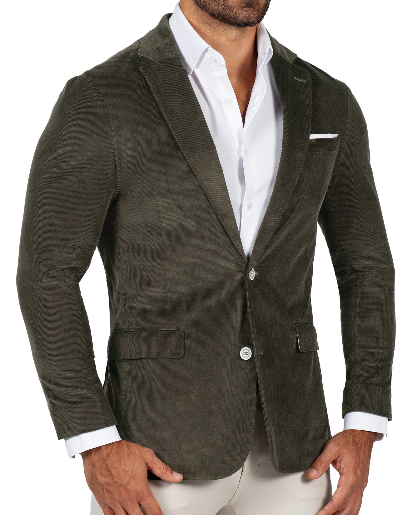 Unstructured Corduroy Blazer - Dark Olive